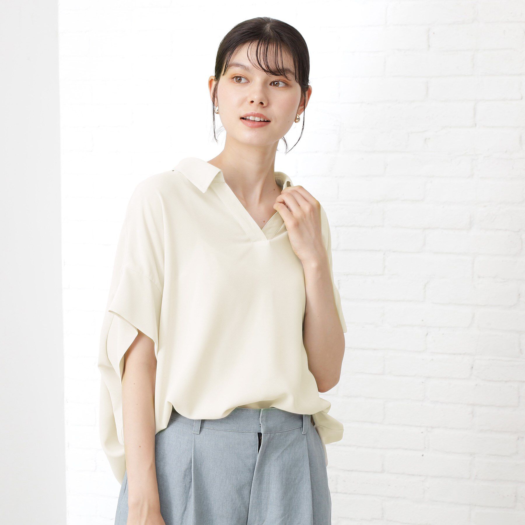 THE SHOP TK「【インしなくても決まる】スキッパーシャツ/接触冷感/防シワ/速乾」|シャツ・ブラウス|