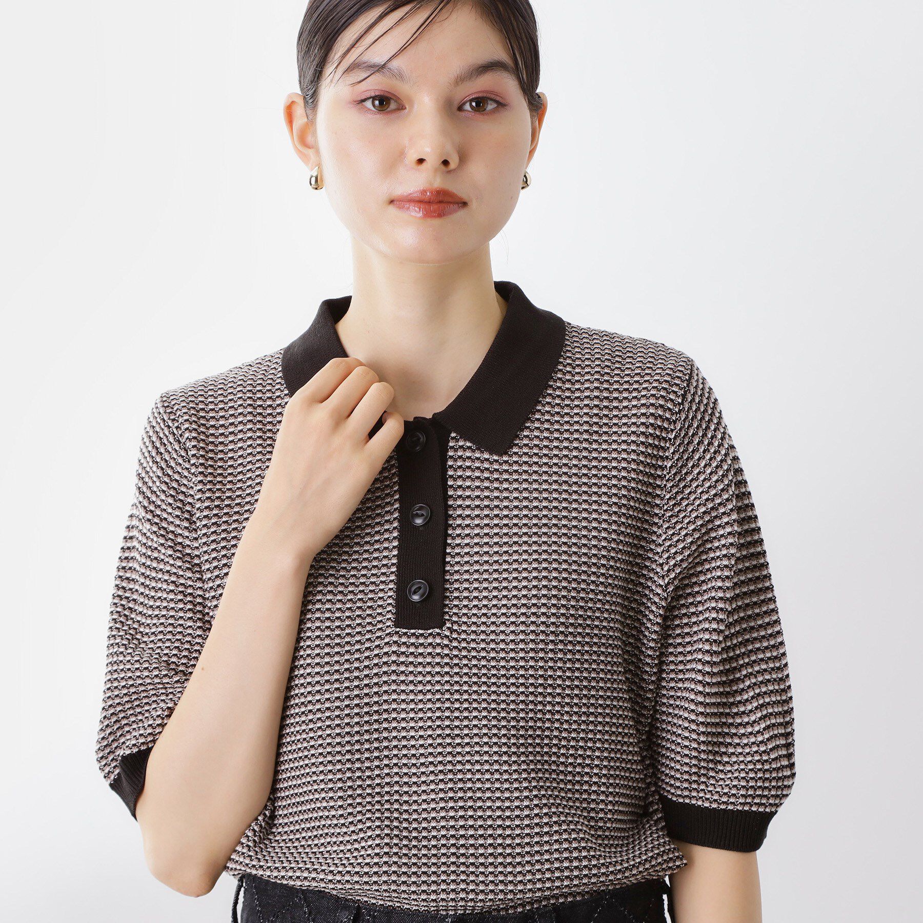 THE SHOP TK「【再入荷】柄アソートポロニットシャツ【洗濯機OK】」|ニット・セーター|