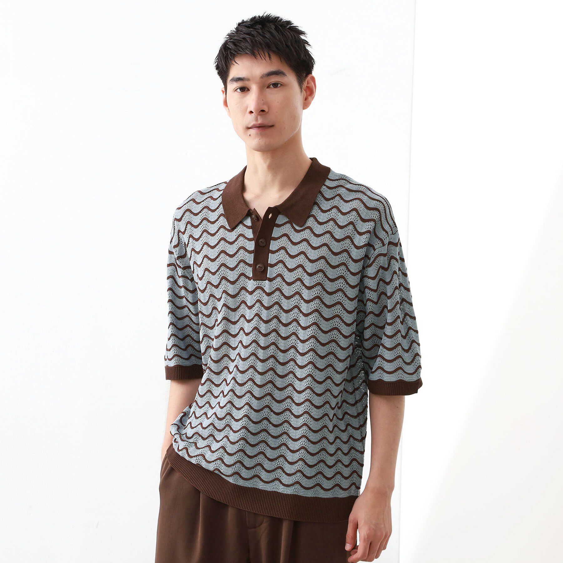 THE SHOP TK「サマーニットポロシャツ　【毛玉になりにくい/洗濯機OK】」|Tシャツ・カットソー|