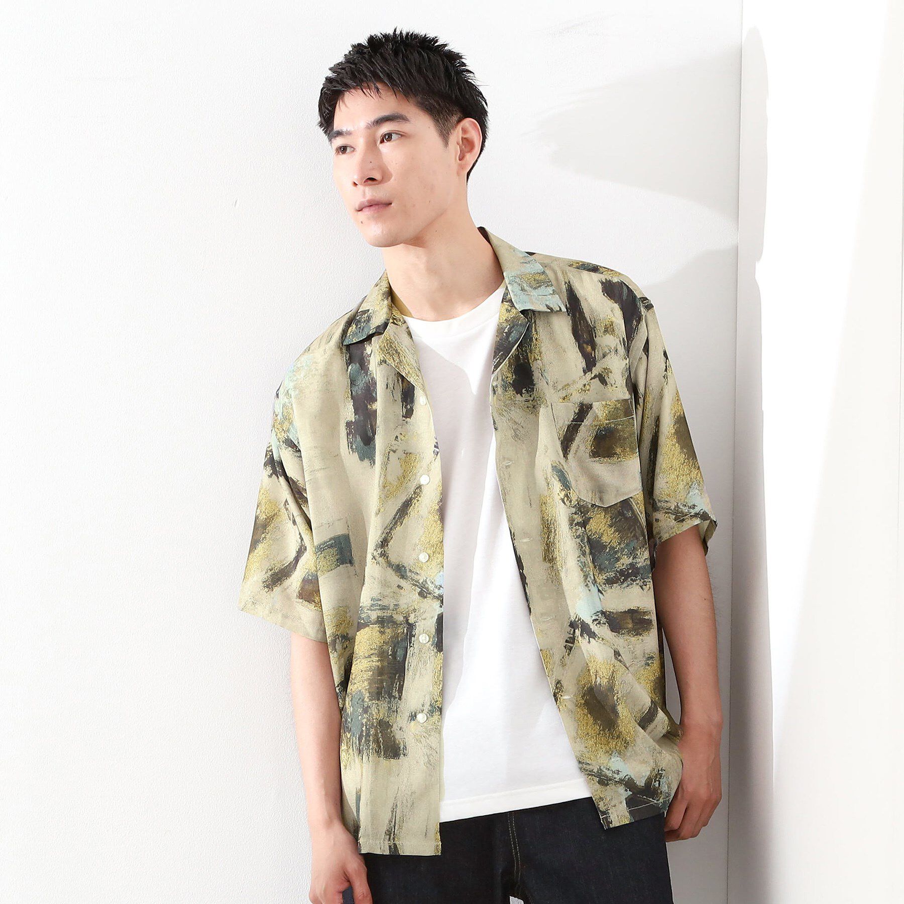 THE SHOP TK「アートプリントメッシュ半袖シャツ　【洗濯機OK】」|シャツ・ブラウス|