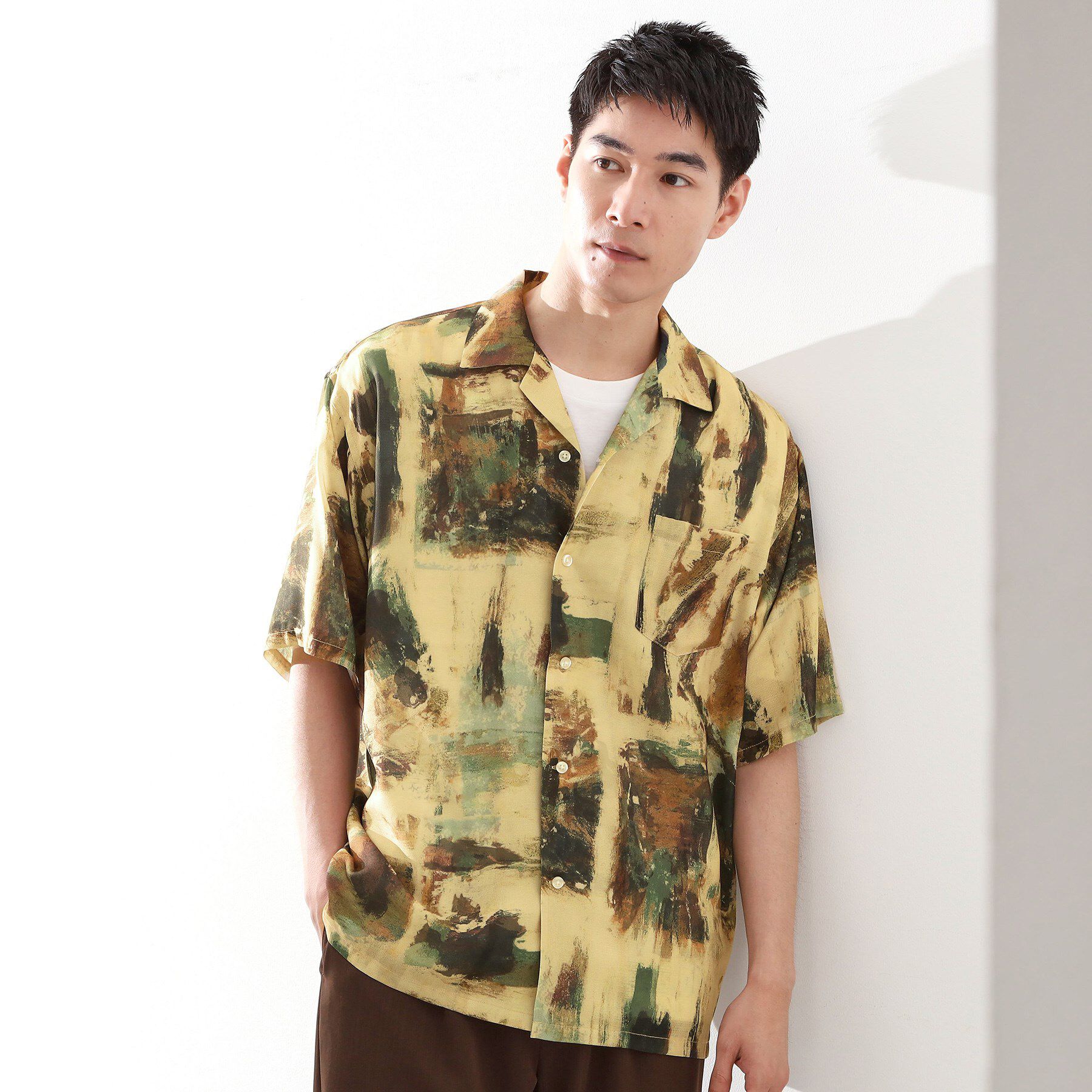 THE SHOP TK「アートプリントメッシュ半袖シャツ　【洗濯機OK】」|シャツ・ブラウス|