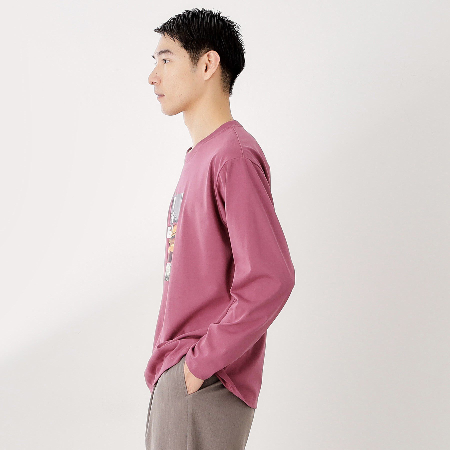 THE SHOP TK「フォトグラフプリント長袖Tシャツ【洗濯機OK】」|Tシャツ・カットソー|