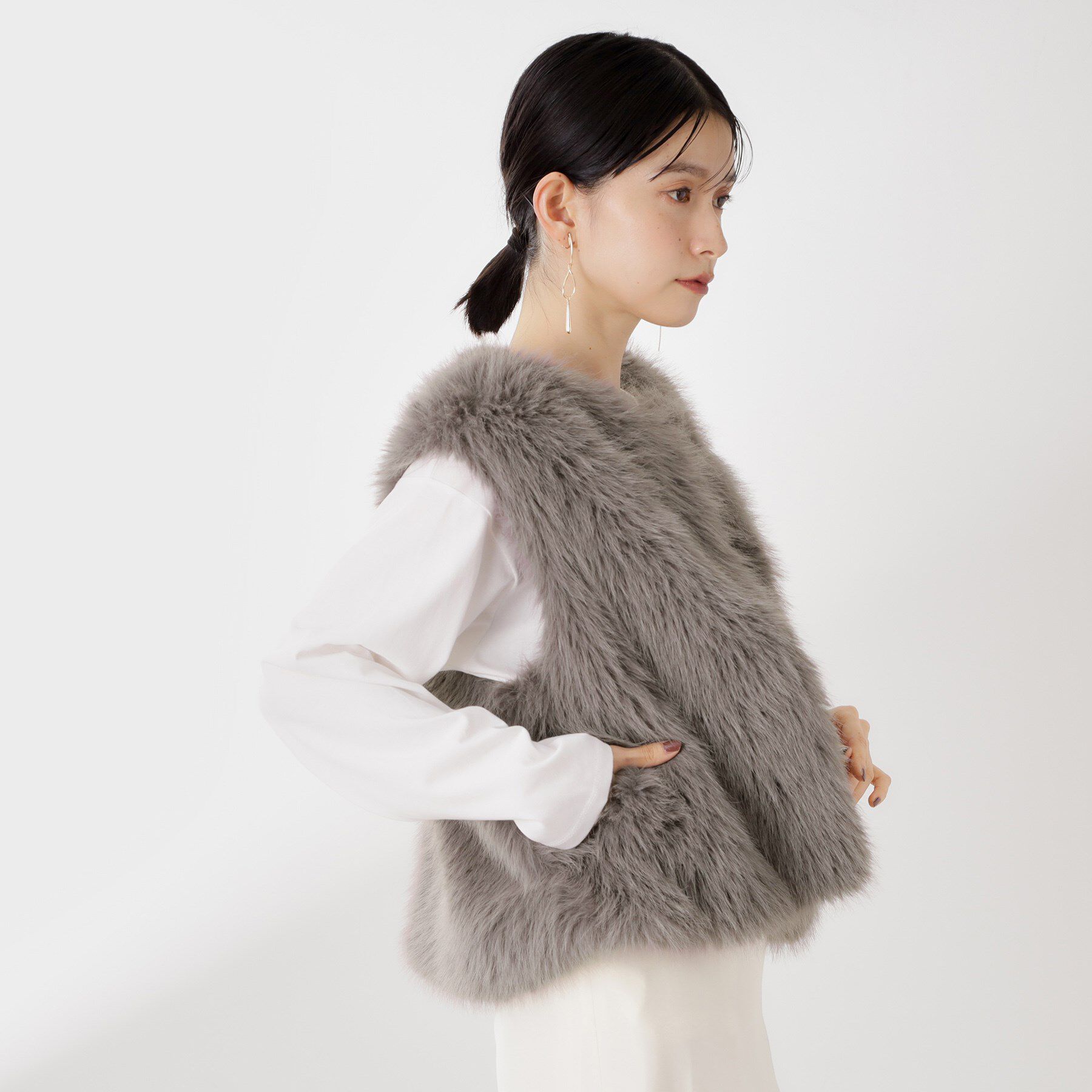 THE SHOP TK「フェイクファーベスト」|ベスト・ジレ|