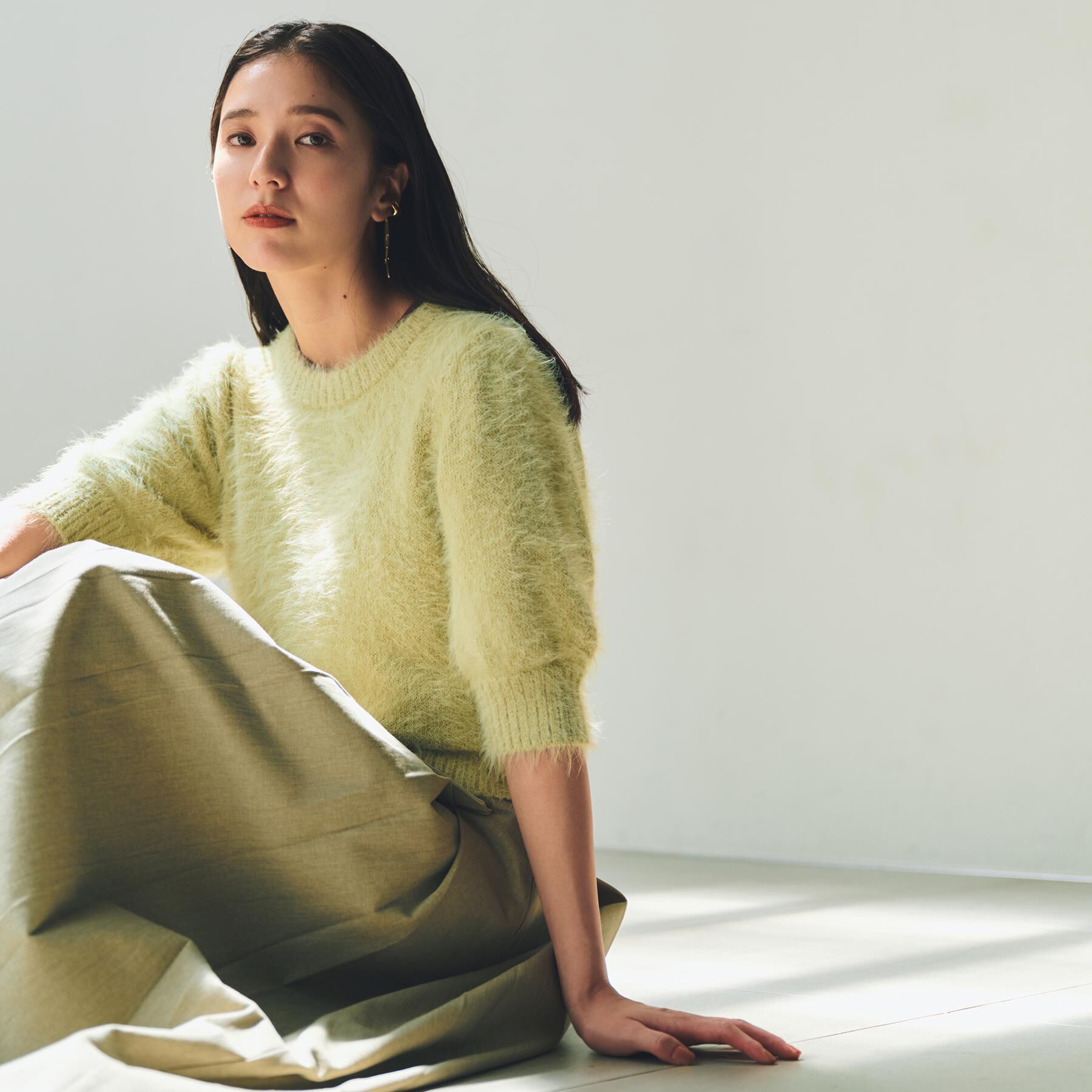 THE SHOP TK「【大人の魅力引き出す】5分袖フェザーニット/洗える」|ニット・セーター|