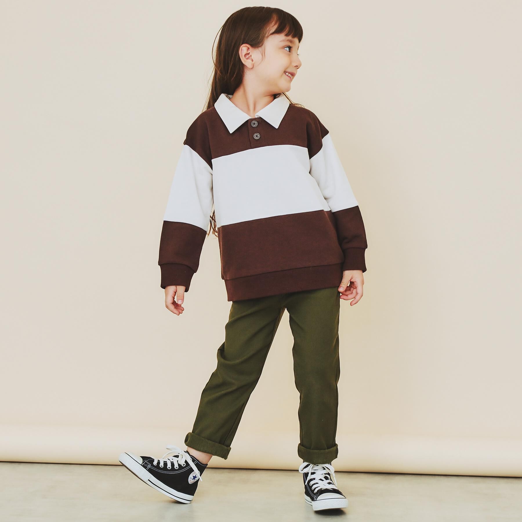 THE SHOP TK「【110-160】バイカラーラガー裏毛プルオーバー」|Tシャツ・カットソー|