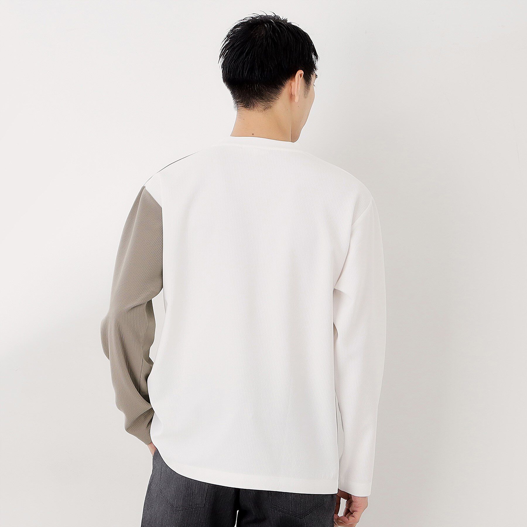 THE SHOP TK「【一枚で着映える】パネルブロッキング長袖Tシャツ 【洗濯機OK】」|Tシャツ・カットソー|