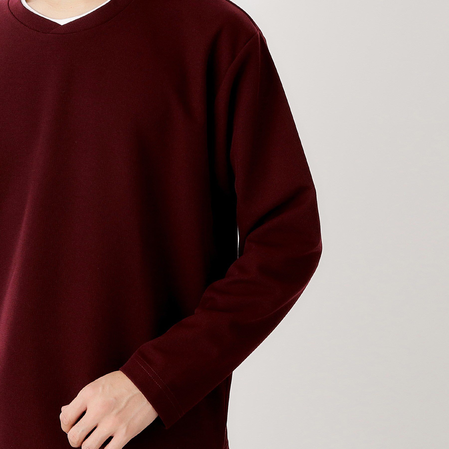 THE SHOP TK「【一枚でコーディネートが完成！】レイヤード風クルーネック長袖Tシャツ　洗濯機OK」|Tシャツ・カットソー|