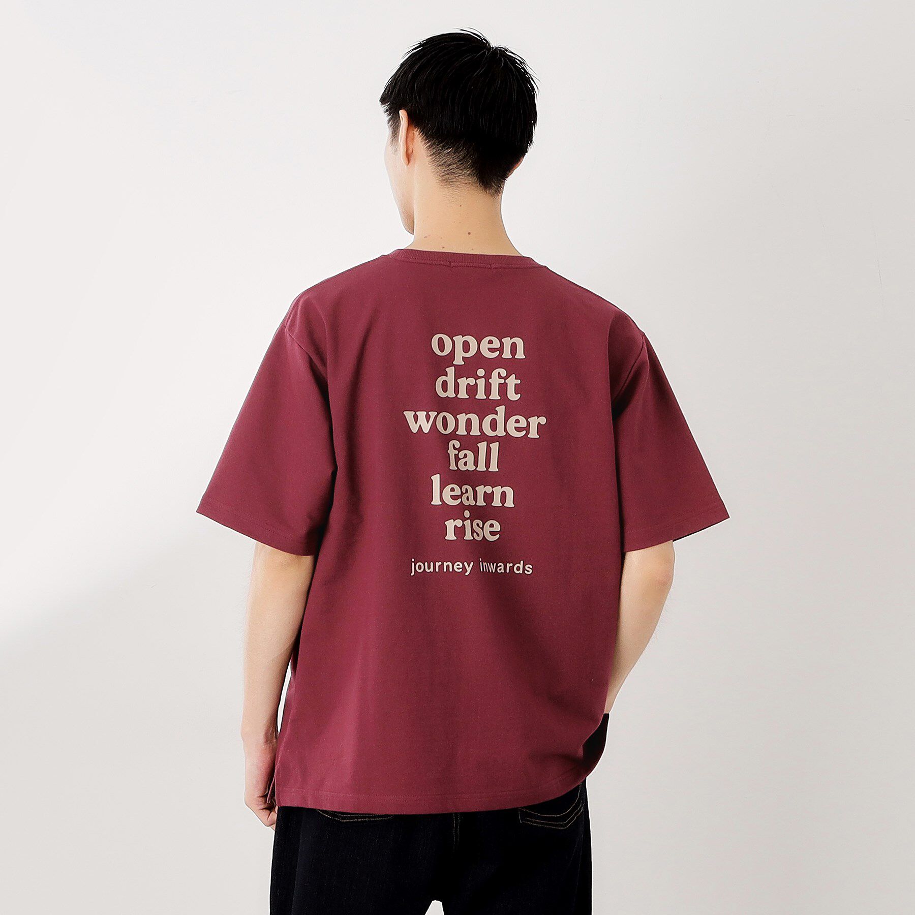 THE SHOP TK「裏配色5分袖プルオーバー」|Tシャツ・カットソー|ボルドー(064)