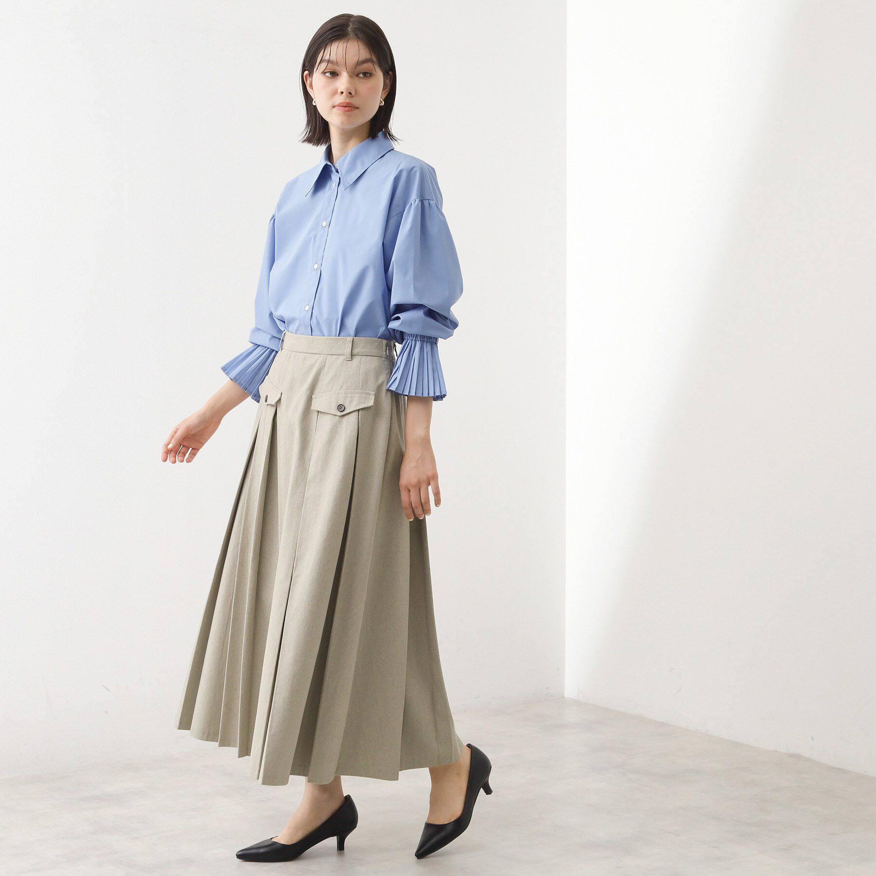 THE SHOP TK「フラップタックスカート【洗える】」|スカート|