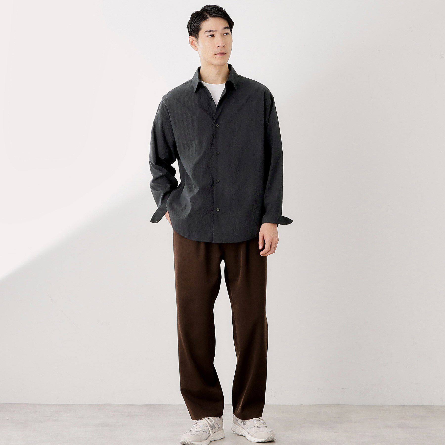 THE SHOP TK「シアサッカー長袖シャツ　【軽量/吸水速乾／イージーケア／洗濯機OK】」|シャツ・ブラウス|