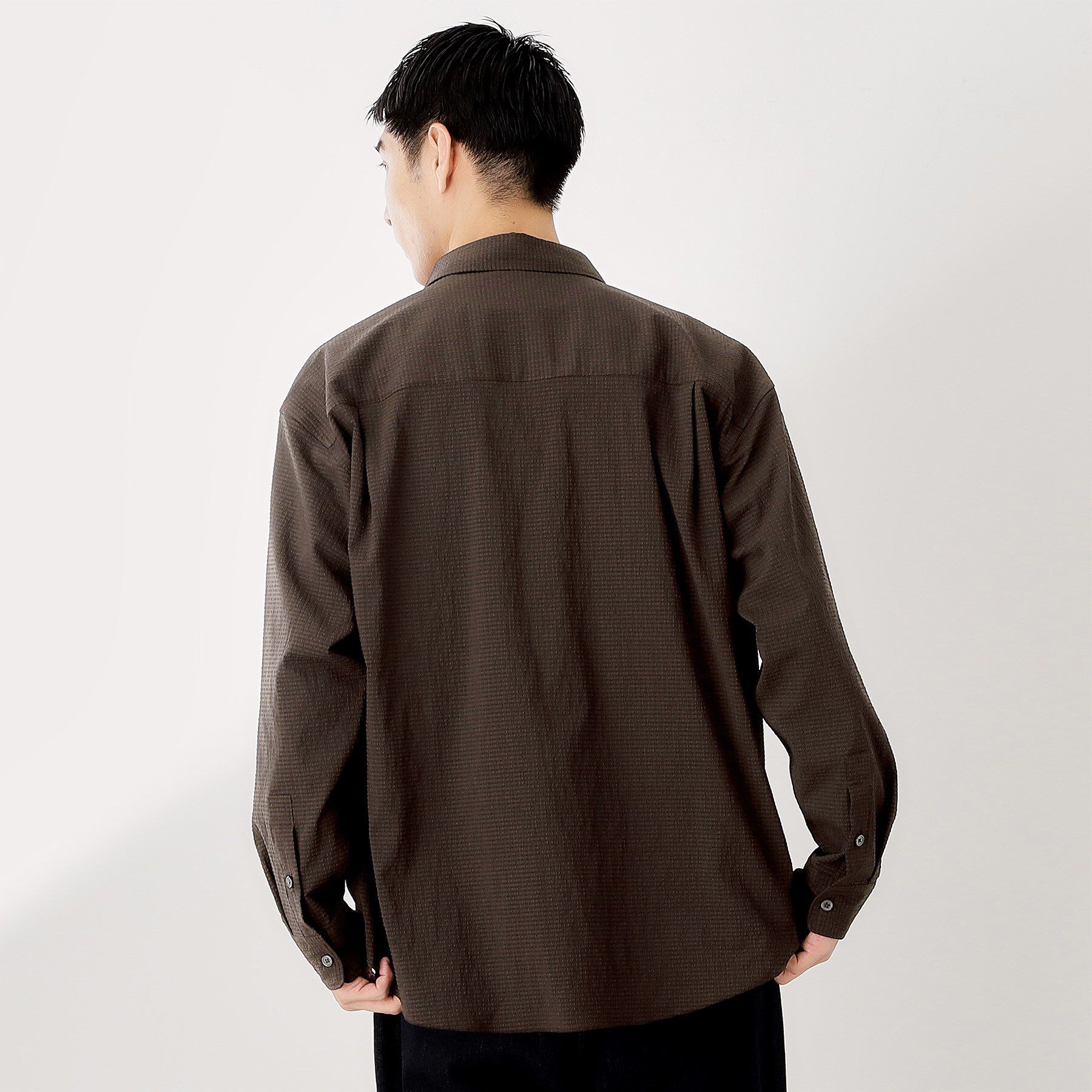 THE SHOP TK「シアサッカー長袖シャツ　【軽量/吸水速乾／イージーケア／洗濯機OK】」|シャツ・ブラウス|