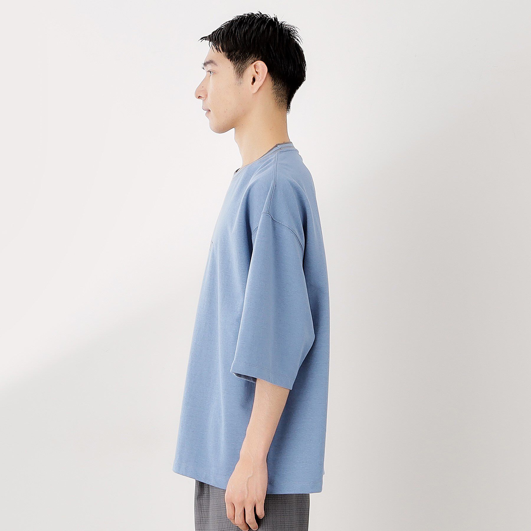 THE SHOP TK「配色刺繍6分袖Tシャツ 【ビッグシルエット／洗濯機OK】」|Tシャツ・カットソー|