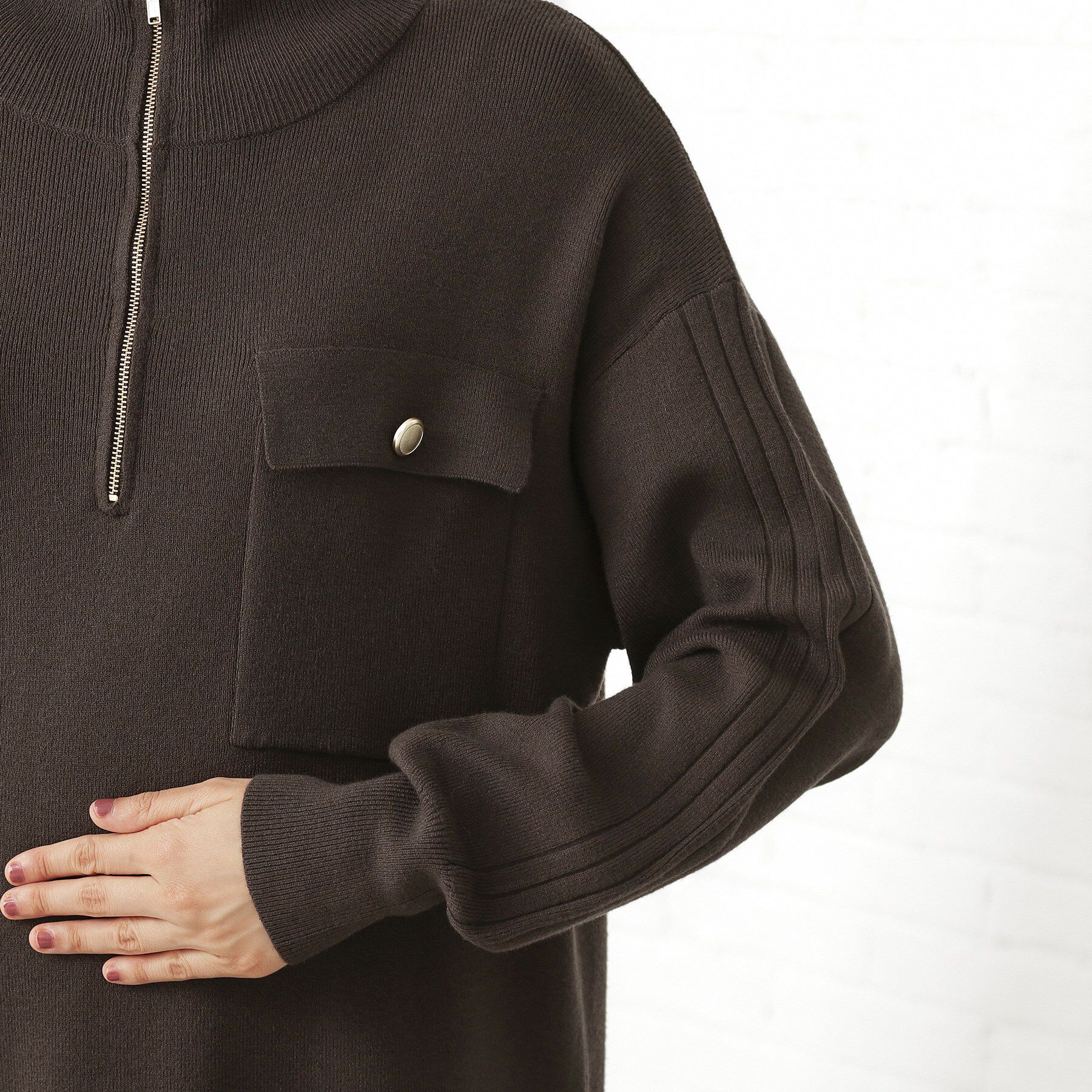 THE SHOP TK「1枚でこなれ見え ハーフZIPワンピース【毛玉になりにくい/静電気防止/洗濯機OK】」|ワンピース|