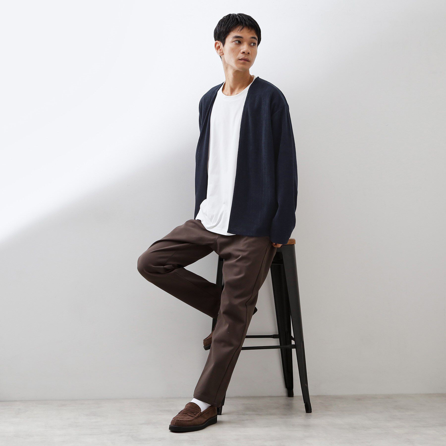 THE SHOP TK「【セットでお買い得！】モールニットカーディガン＋長袖Tシャツ　洗濯機OK/吸水速乾・毛玉になりにくい」|カーディガン|