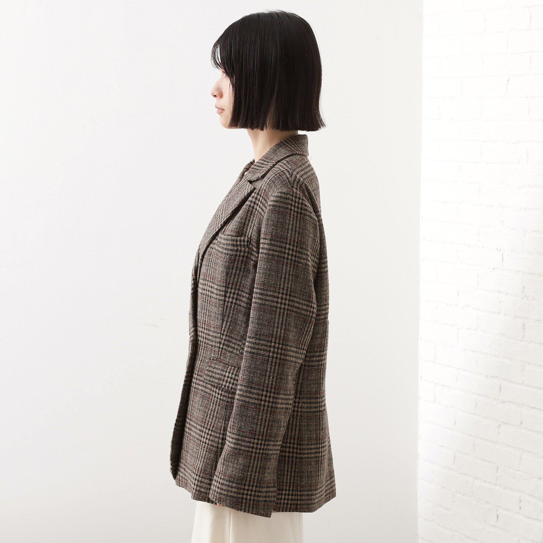 THE SHOP TK「【洗えるアウター】ヘリンボーン＆チェック柄ジャケット」|テーラードジャケット|