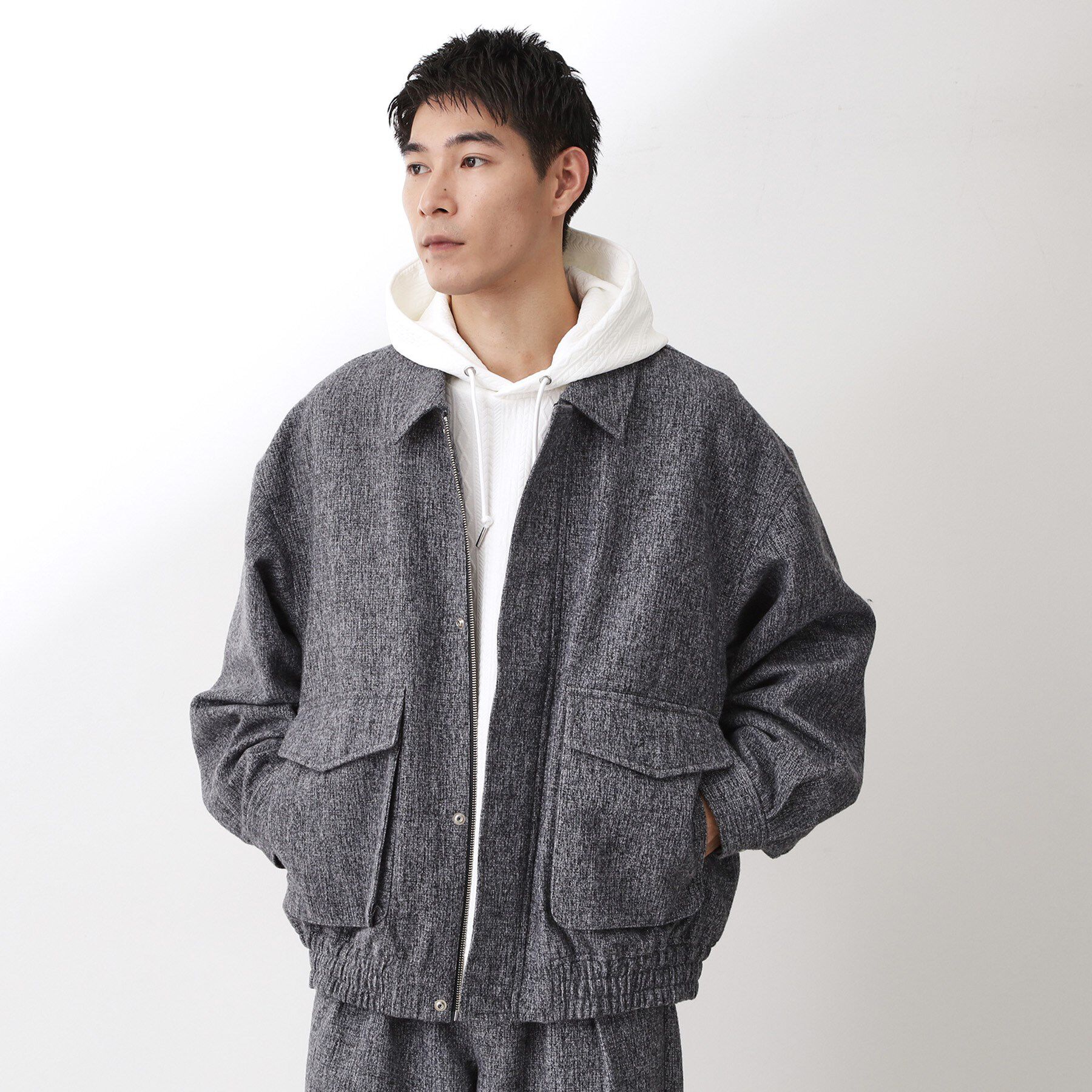 THE SHOP TK「ツイードフライトビッグブルゾン 【洗濯機OK／セットアップ可】」|ブルゾン・スタジャン|