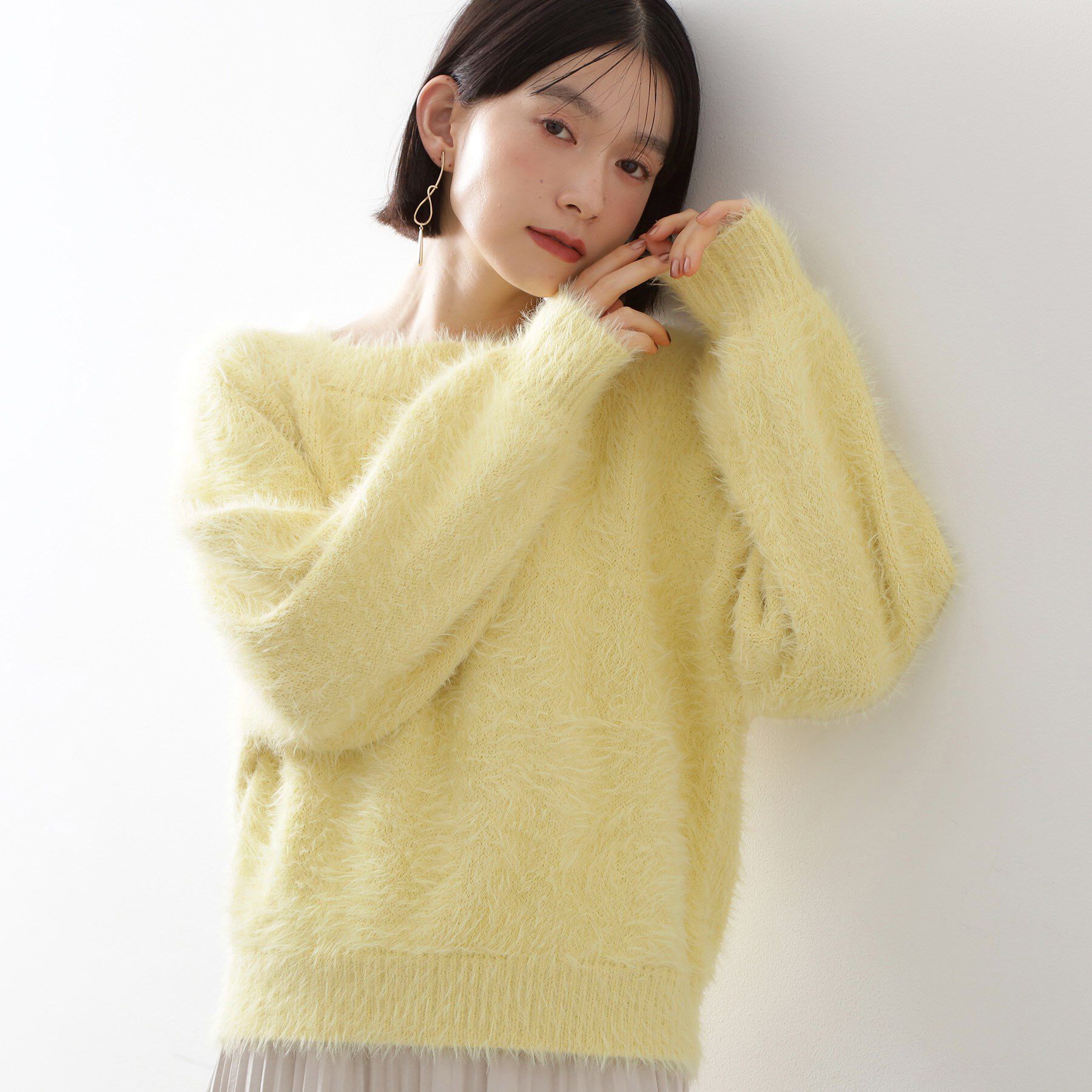 THE SHOP TK「着るたびときめく ふんわりフェザーシャギーニット」|ニット・セーター|イエロー(031)