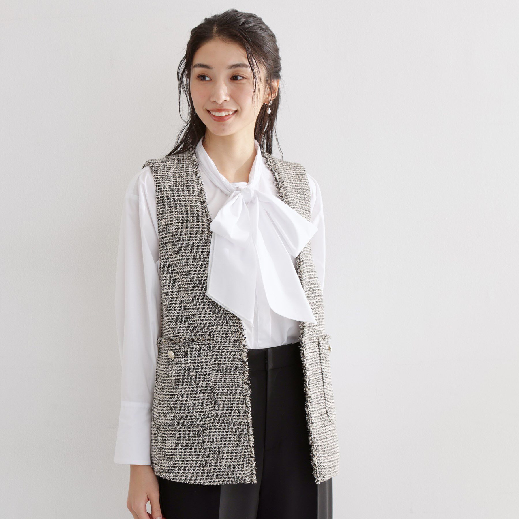 THE SHOP TK「【フォーマルにもカジュアルにも】ツイードジレ」|ベスト・ジレ|