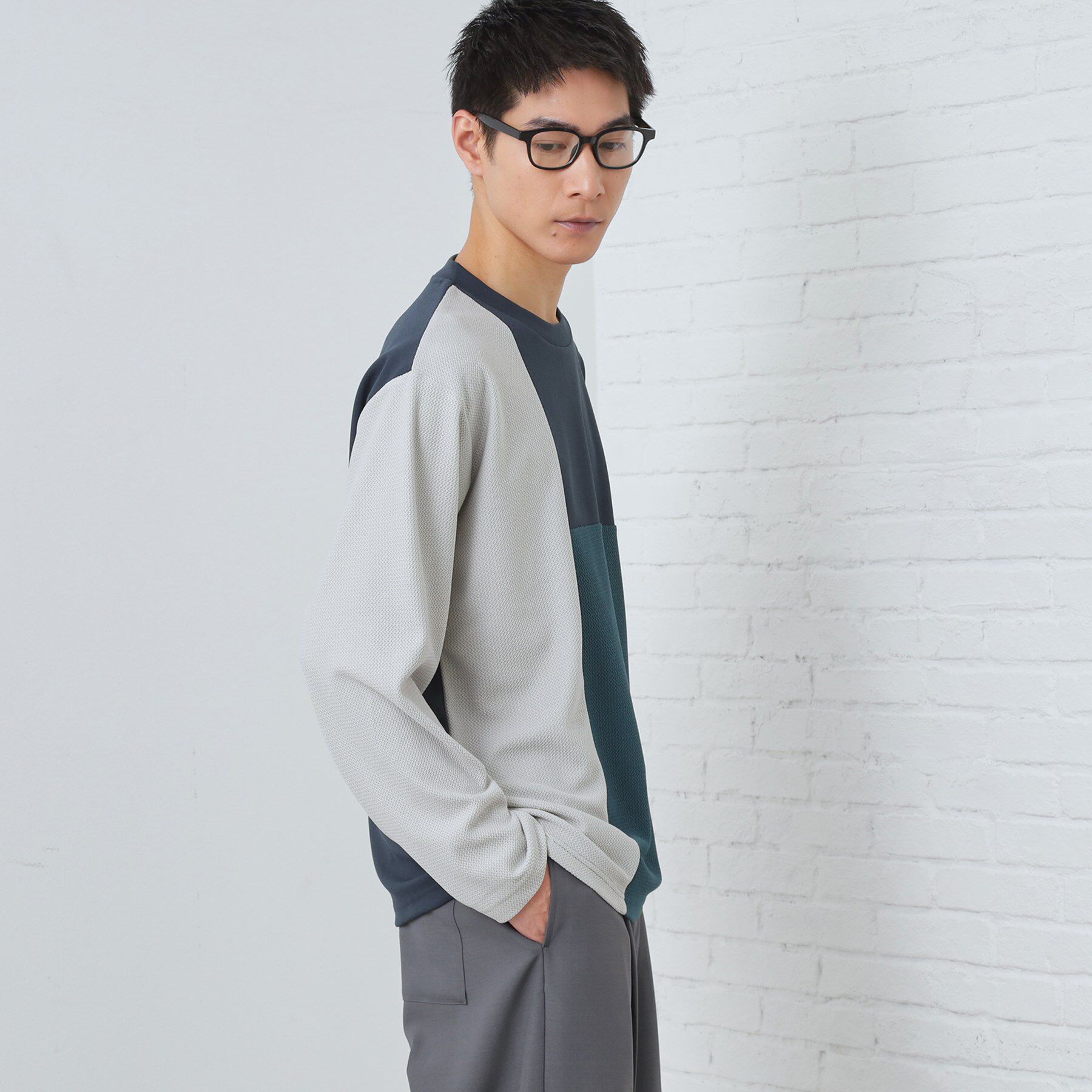 THE SHOP TK「【ちょうどいいカジュアル】パネルブロッキング長袖Tシャツ」|Tシャツ・カットソー|