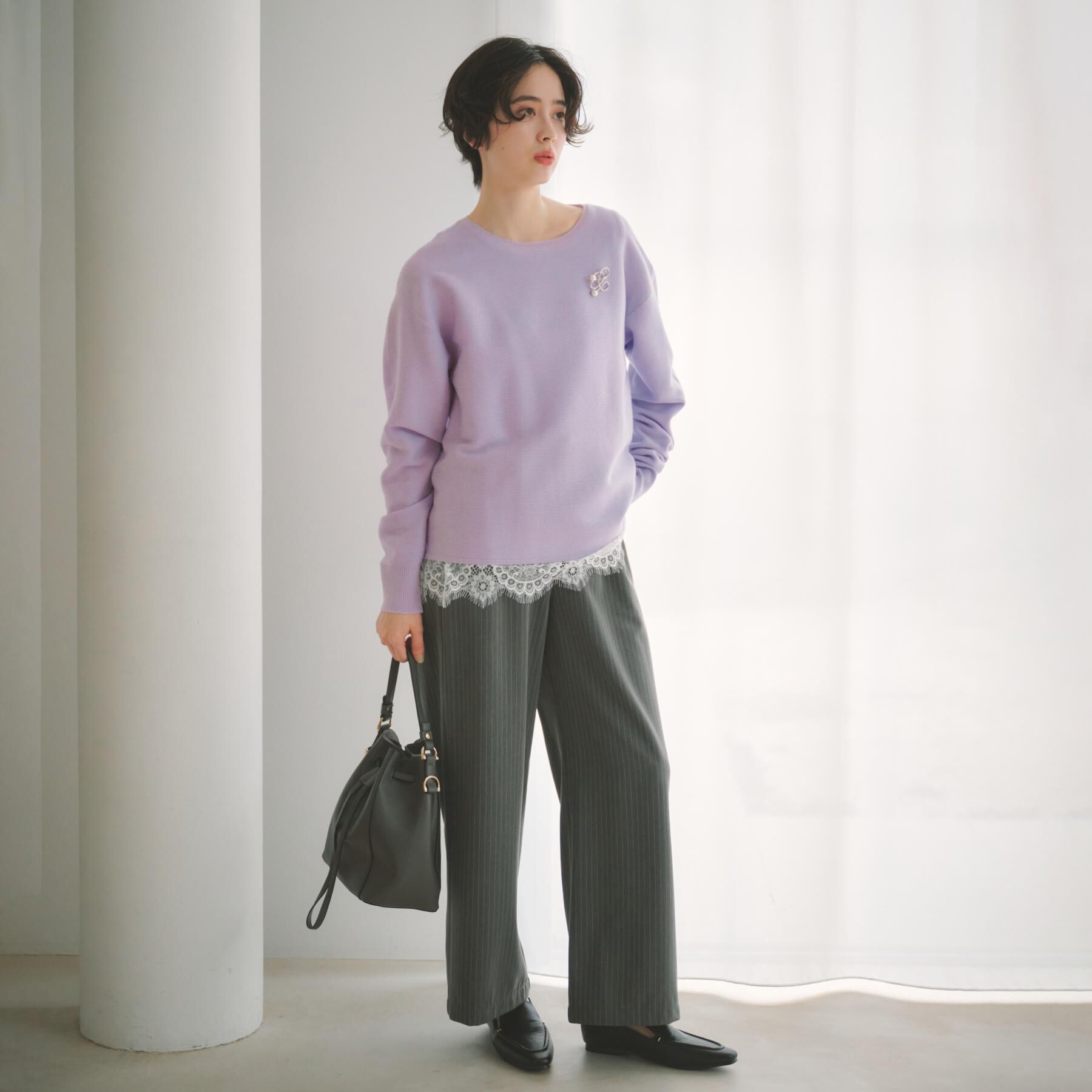 THE SHOP TK「【S-XLサイズ/選べる6色】どこから見ても美しい ガーターニット/洗濯機OK」|ニット・セーター|