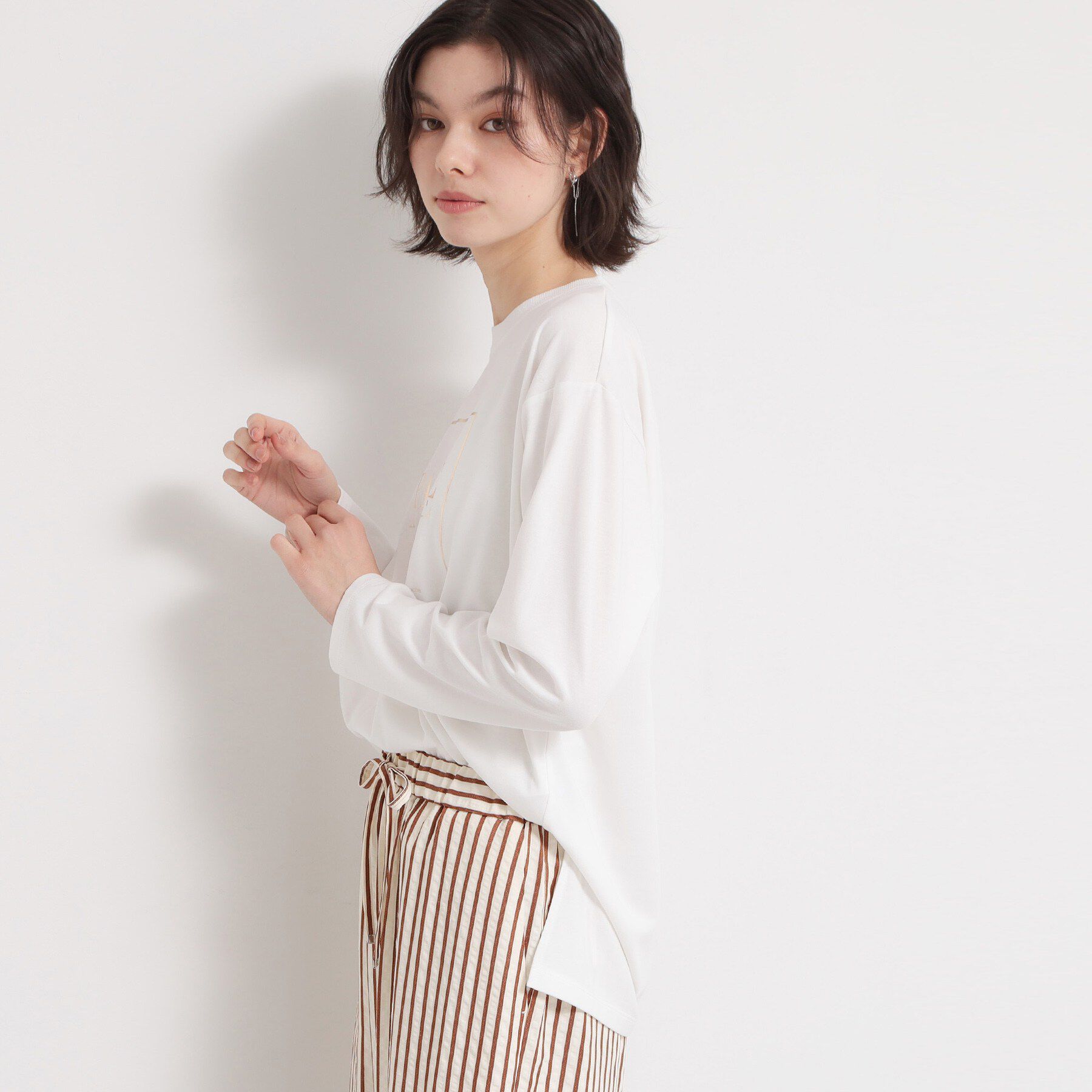 THE SHOP TK「ロゴ箔プリントロンTee」|Tシャツ・カットソー|