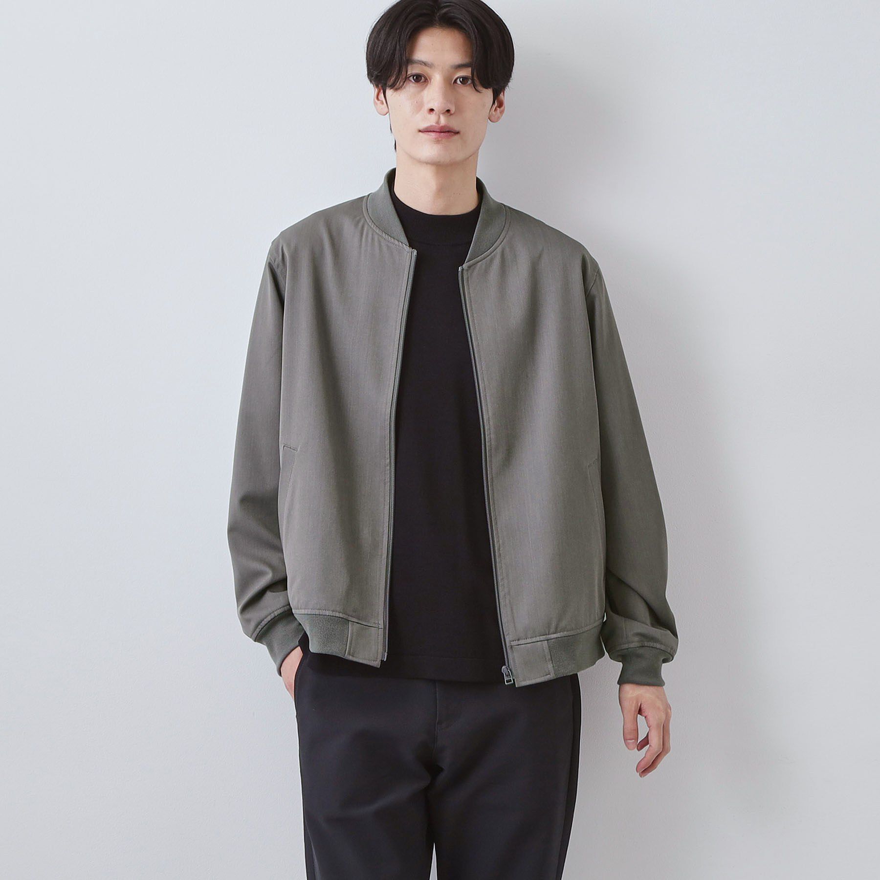 THE SHOP TK「FLEX LINE ストレッチリブブルゾン　ストレッチ/防シワ/マシンウォッシャブル/セットアップ可」|ブルゾン・スタジャン|