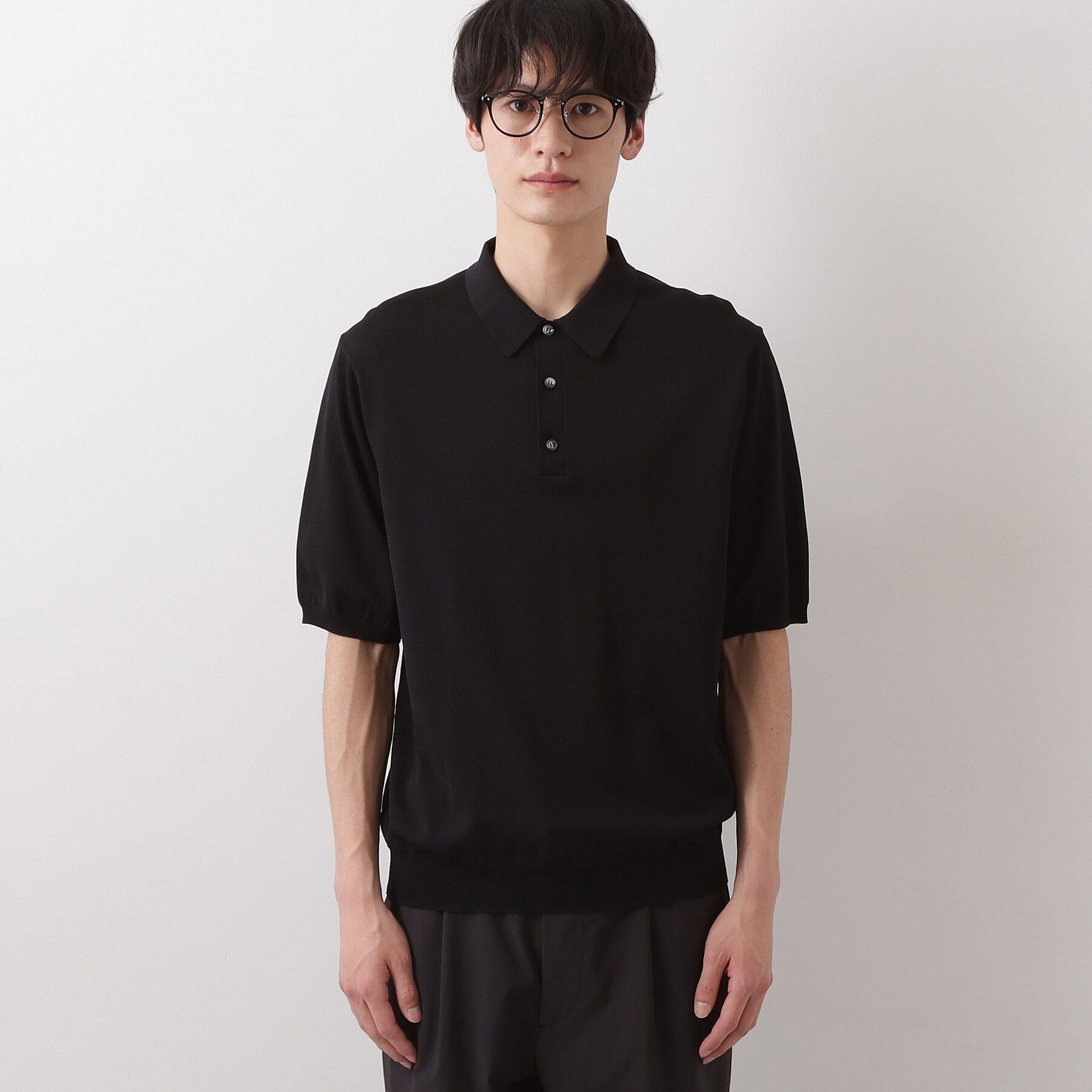 THE SHOP TK「《KURO》半袖ニットポロシャツ 接触冷感」|ポロシャツ|
