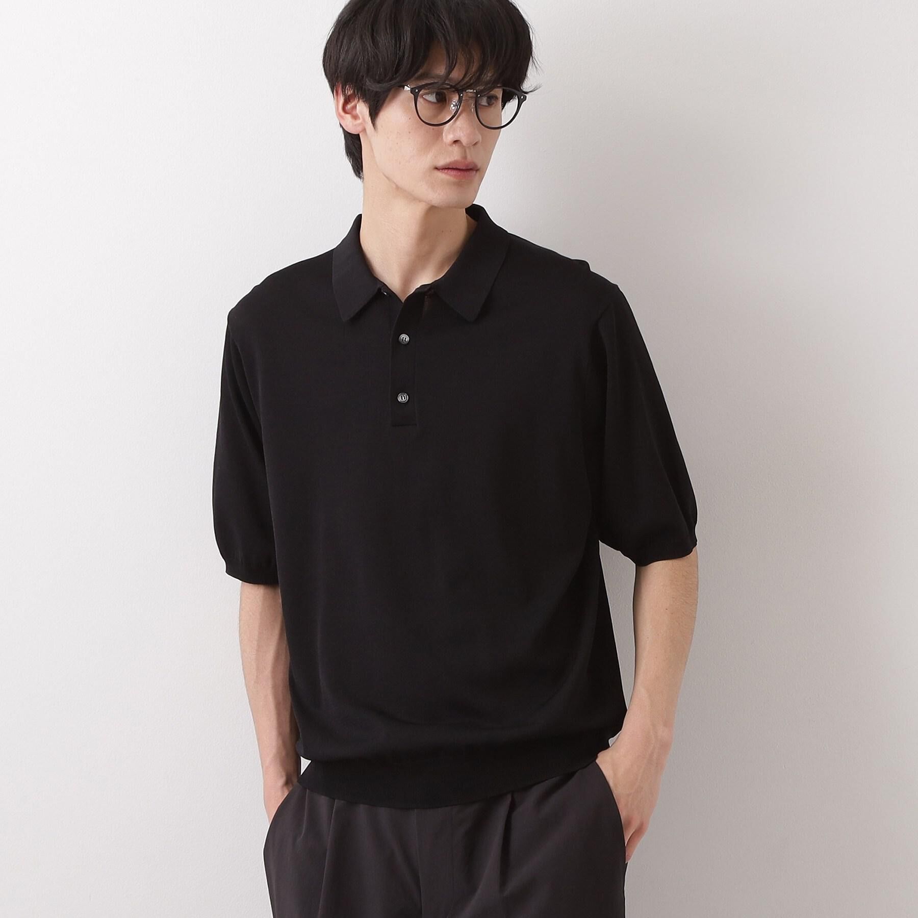 THE SHOP TK「《KURO》半袖ニットポロシャツ 接触冷感」|ポロシャツ|