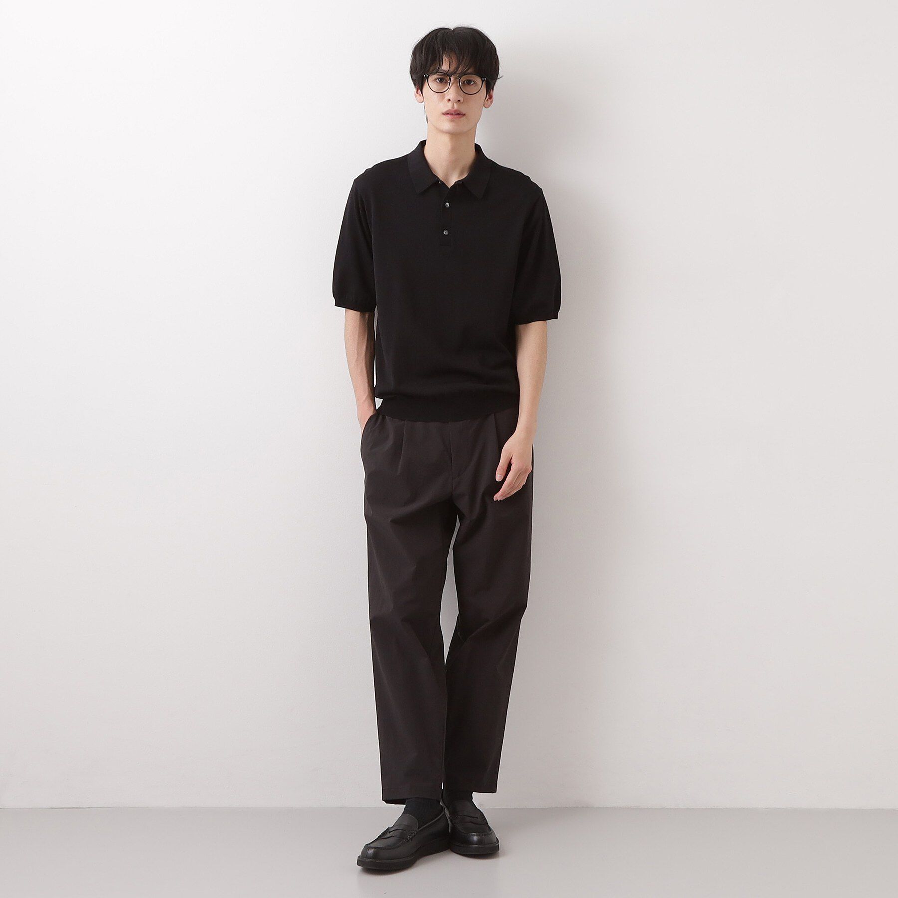 THE SHOP TK「《KURO》半袖ニットポロシャツ 接触冷感」|ポロシャツ|