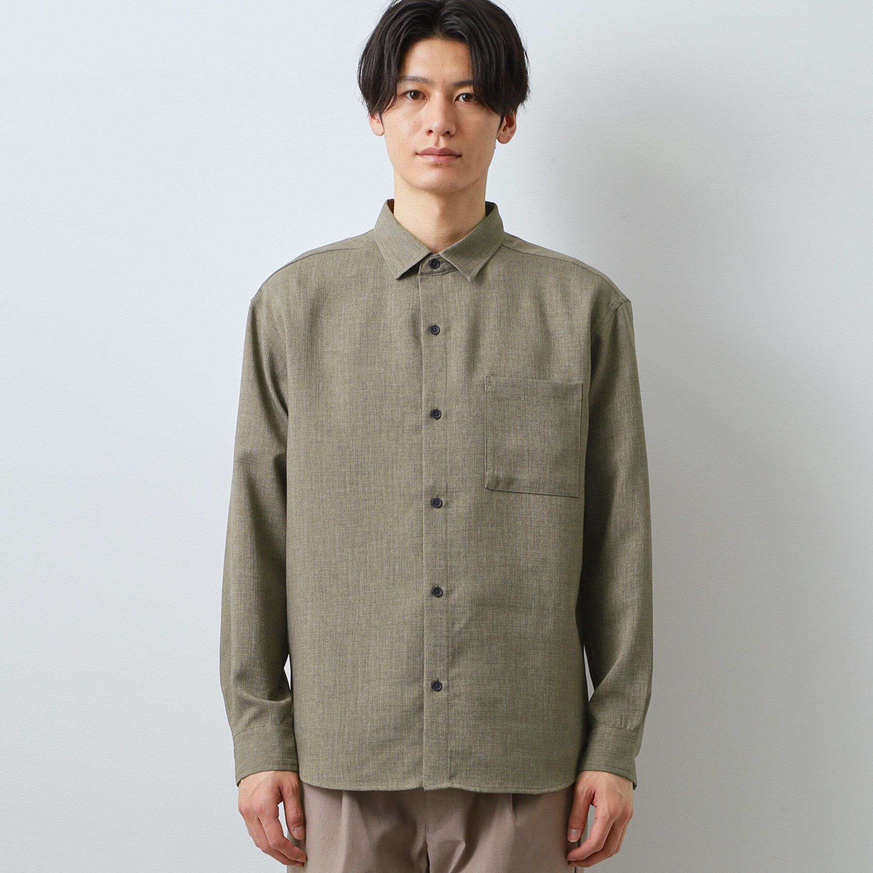 THE SHOP TK「【LINO FINE】リネンライク 長袖シャツ UVカット　イージーケア　吸水速乾　洗濯機OK」|シャツ・ブラウス|