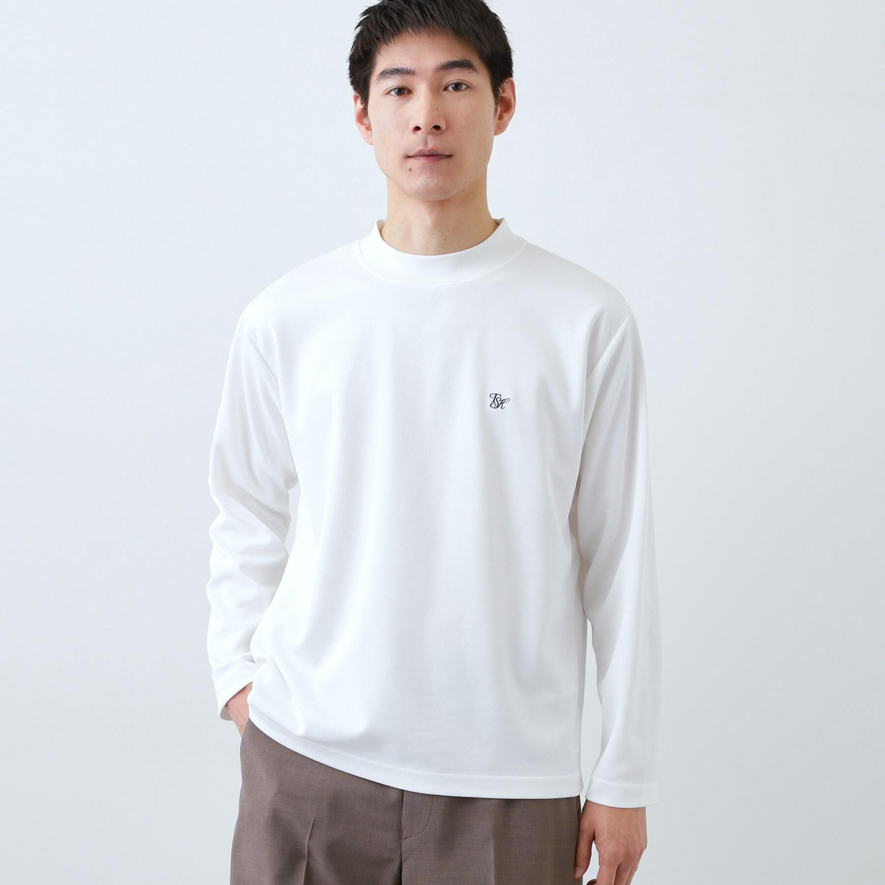 THE SHOP TK「ビジネス兼用 カルゼモックネック長袖Tシャツ 洗濯機OK/毛玉になりにくい」|Tシャツ・カットソー|