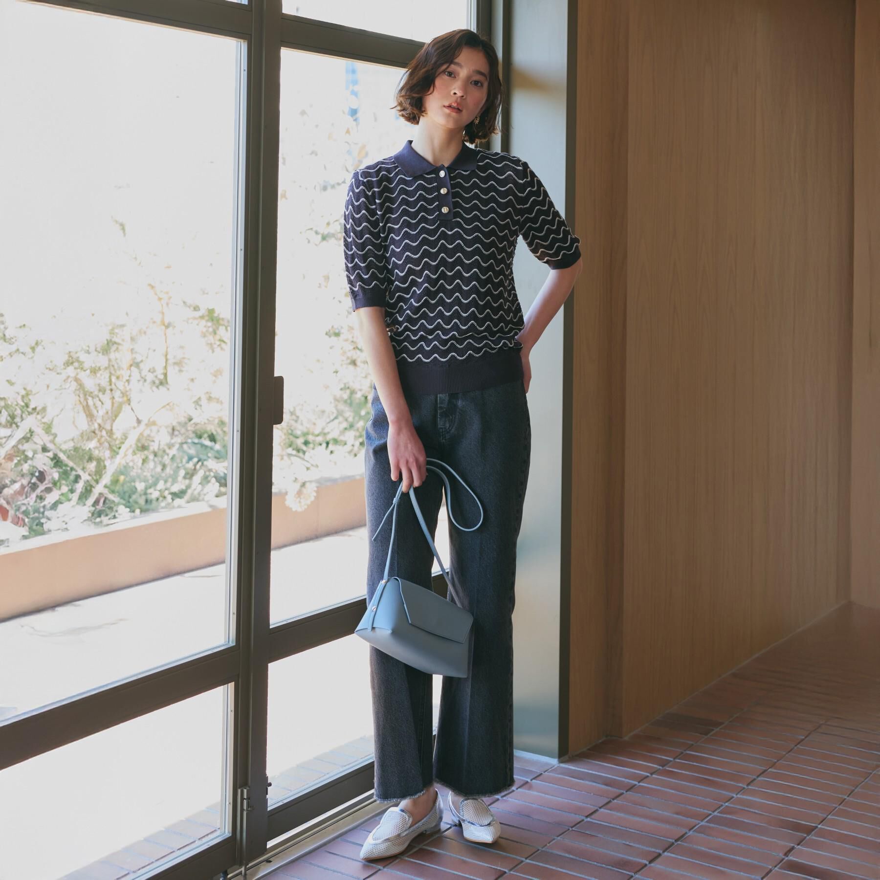 THE SHOP TK「【さらさらタッチ】ジャカードポロニット」|ニット・セーター|