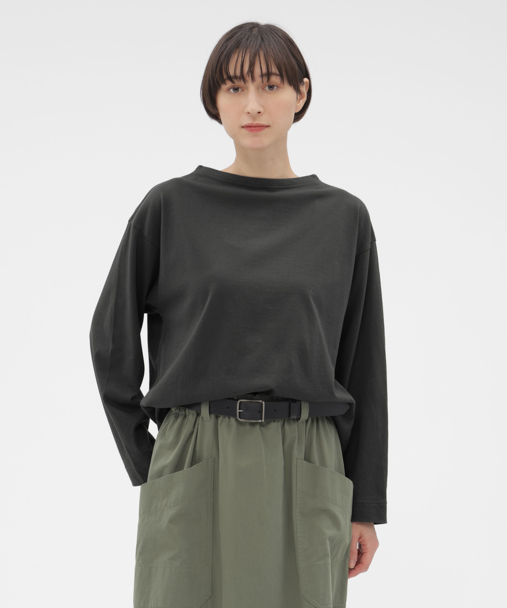 MHL.「SMOOTH COTTON JERSEY TOP」|Tシャツ・カットソー|CHARCOAL3