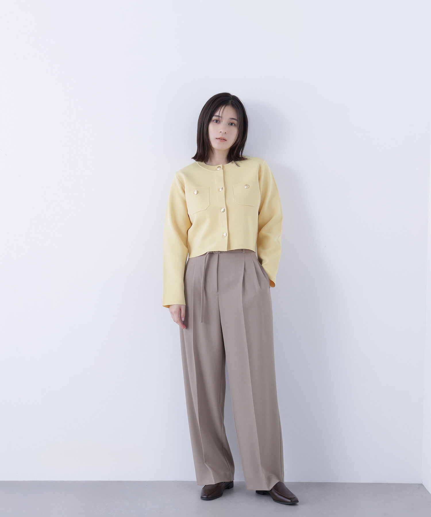  「エンブレムボタンニットジャケット」|ニット・セーター|