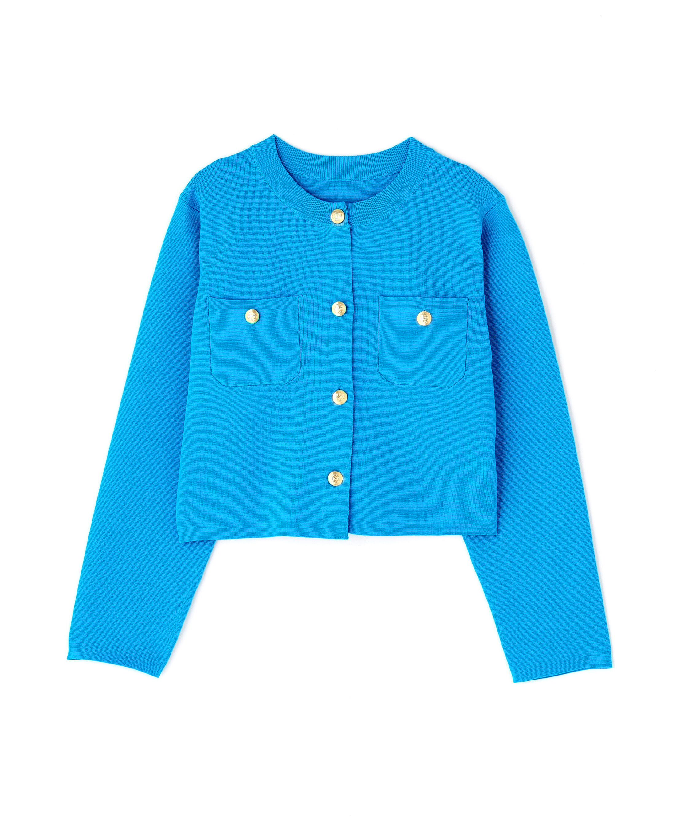  「エンブレムボタンニットジャケット」|ニット・セーター|