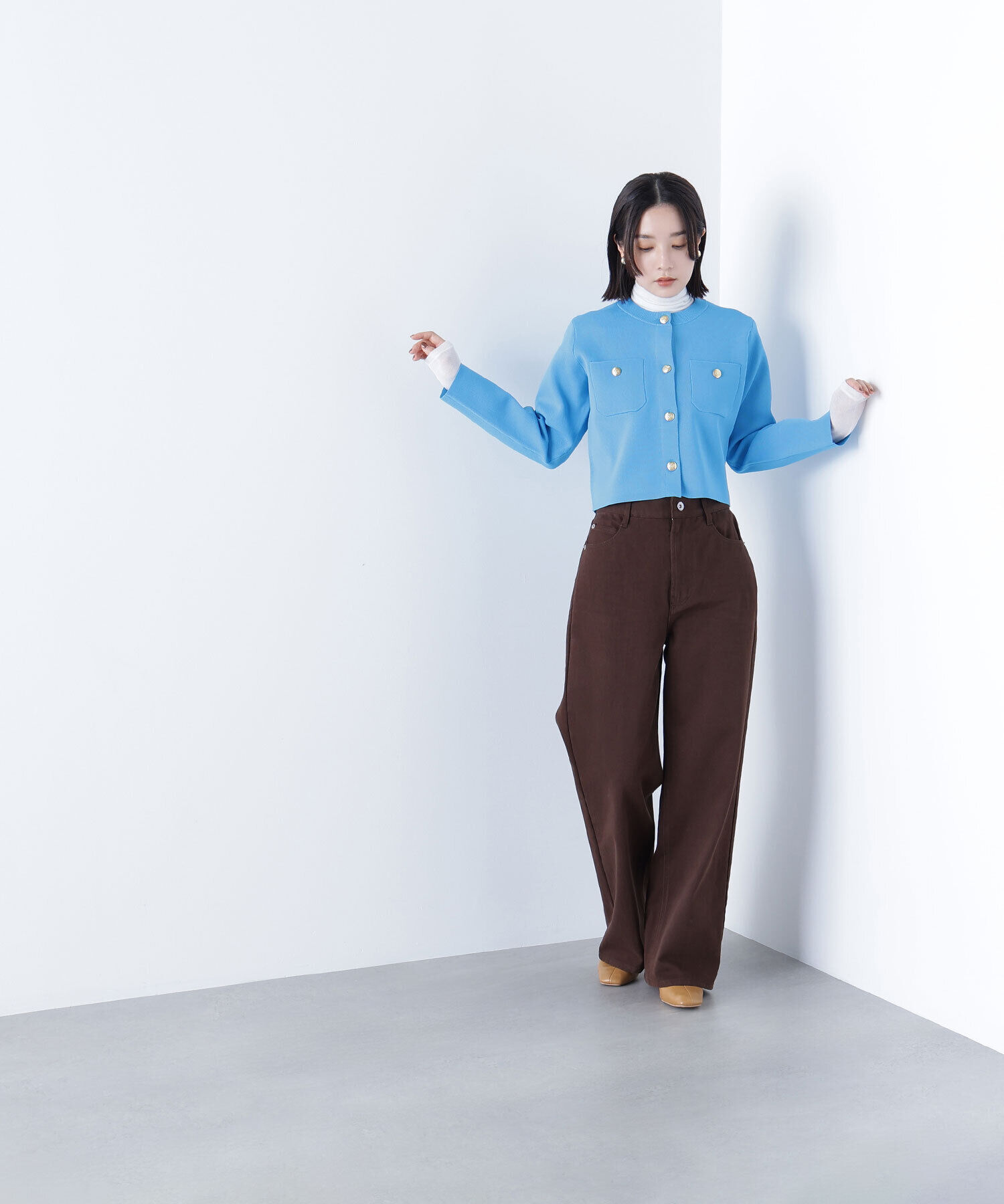  「エンブレムボタンニットジャケット」|ニット・セーター|