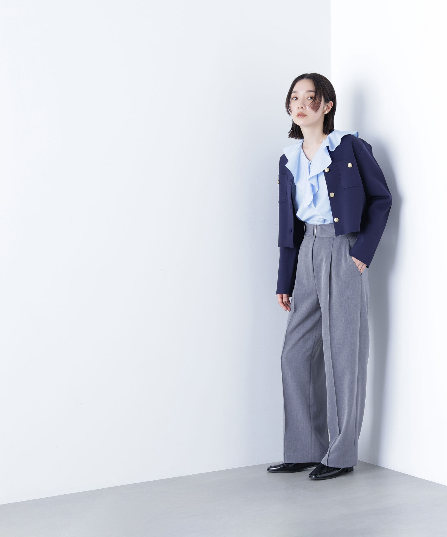  「エンブレムボタンニットジャケット」|ニット・セーター|