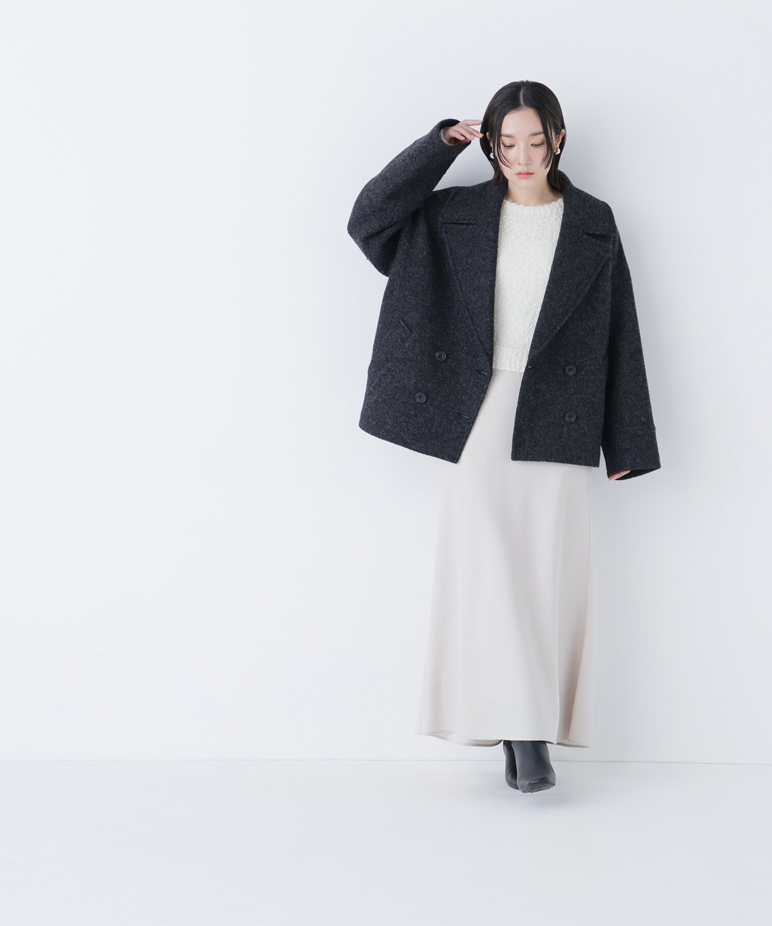  「ウーリーフォルムハーフコート」|ブルゾン・スタジャン|