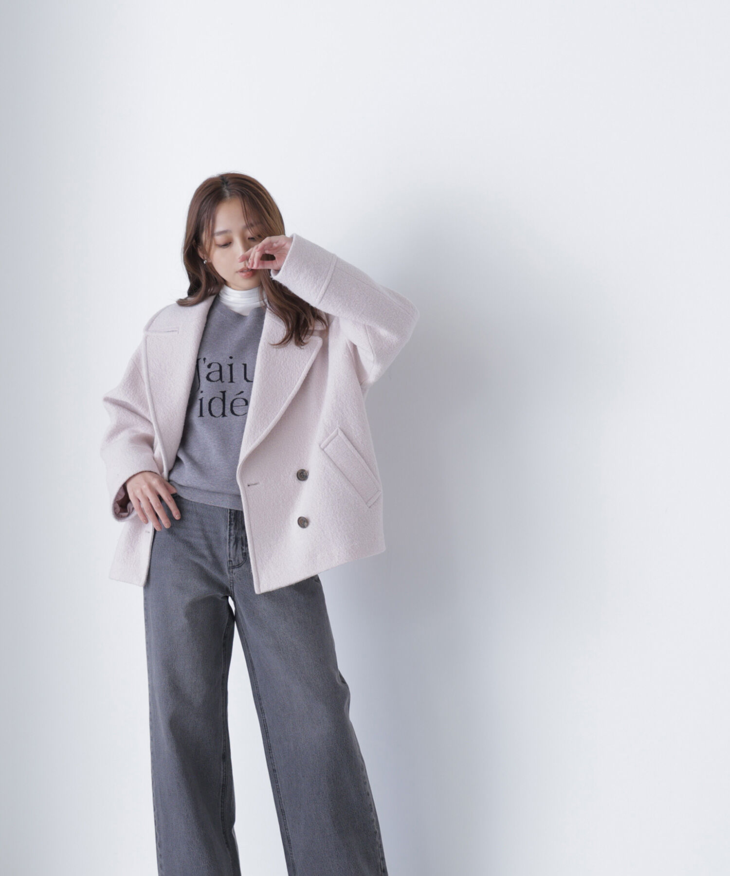  「ウーリーフォルムハーフコート」|ブルゾン・スタジャン|