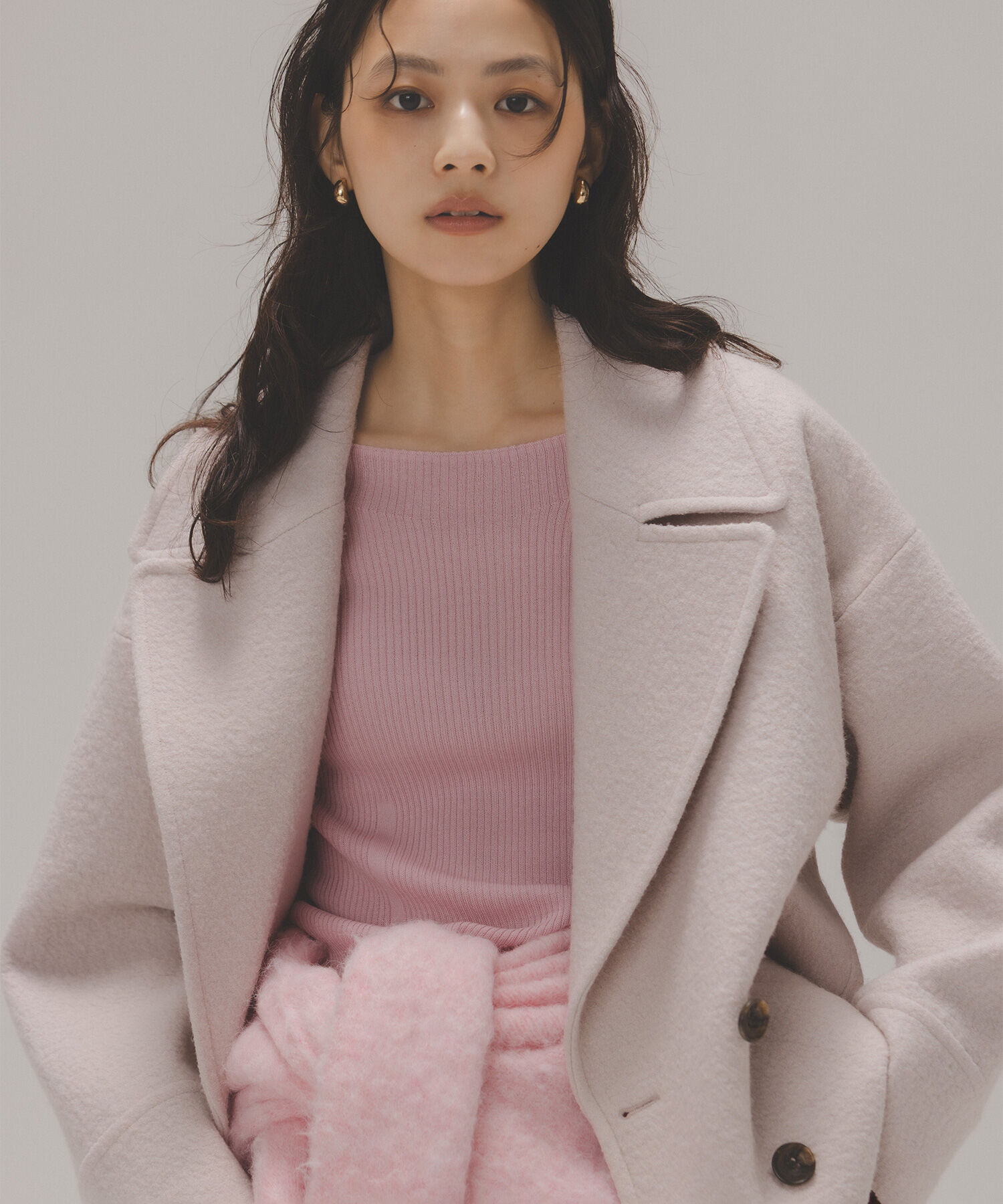  「ウーリーフォルムハーフコート」|ブルゾン・スタジャン|