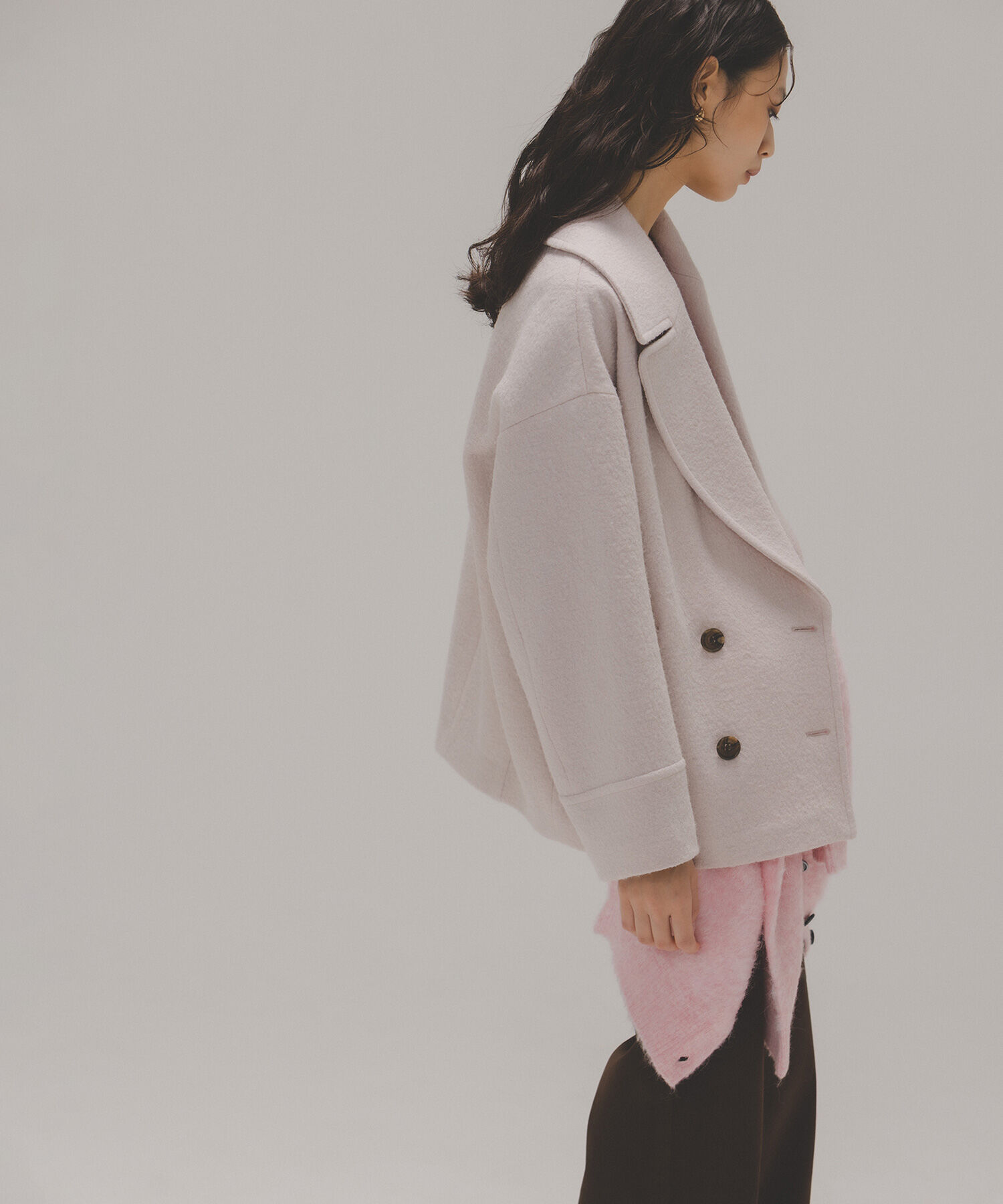  「ウーリーフォルムハーフコート」|ブルゾン・スタジャン|