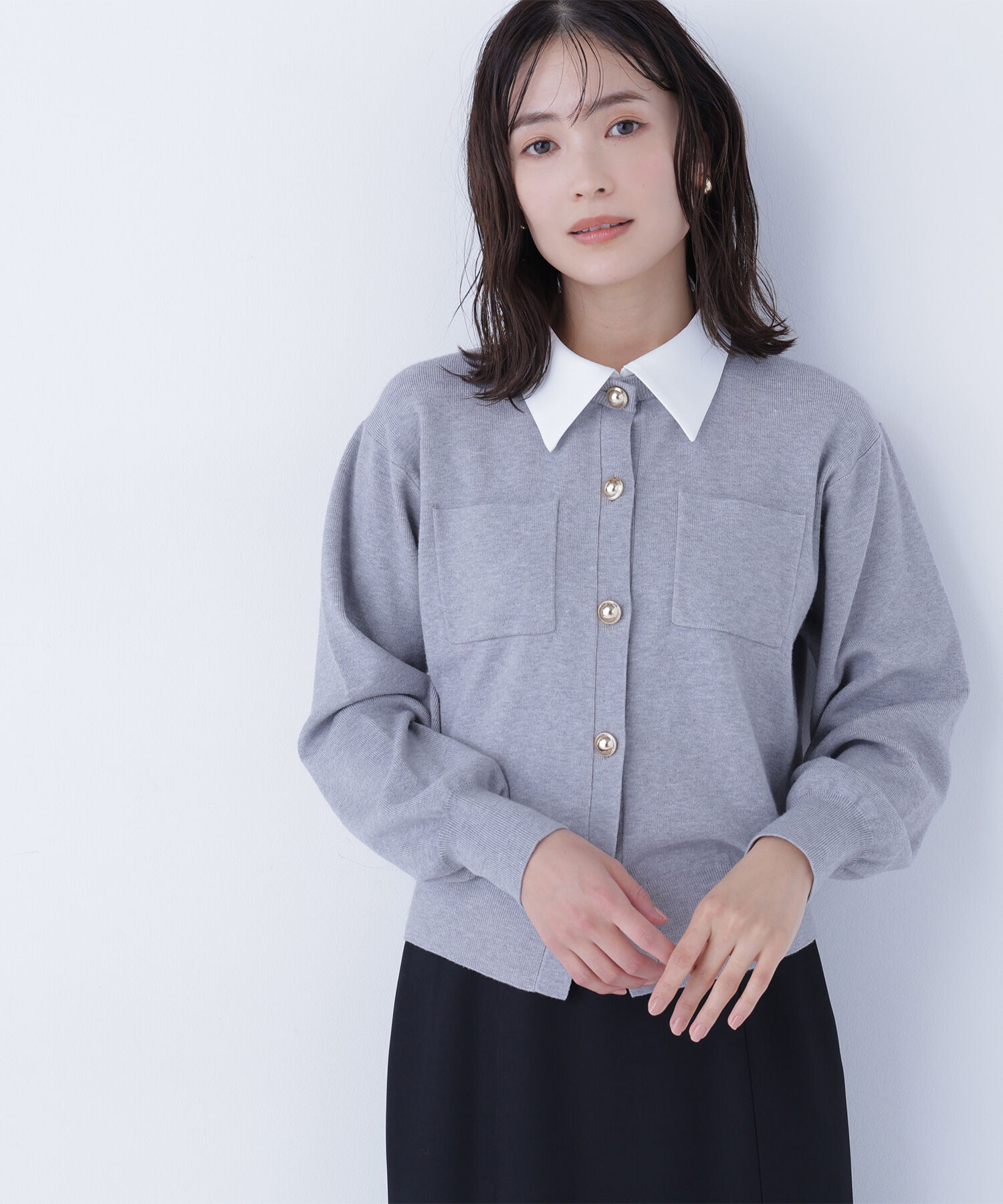  「2wayカラーニットジャケット」|ニット・セーター|