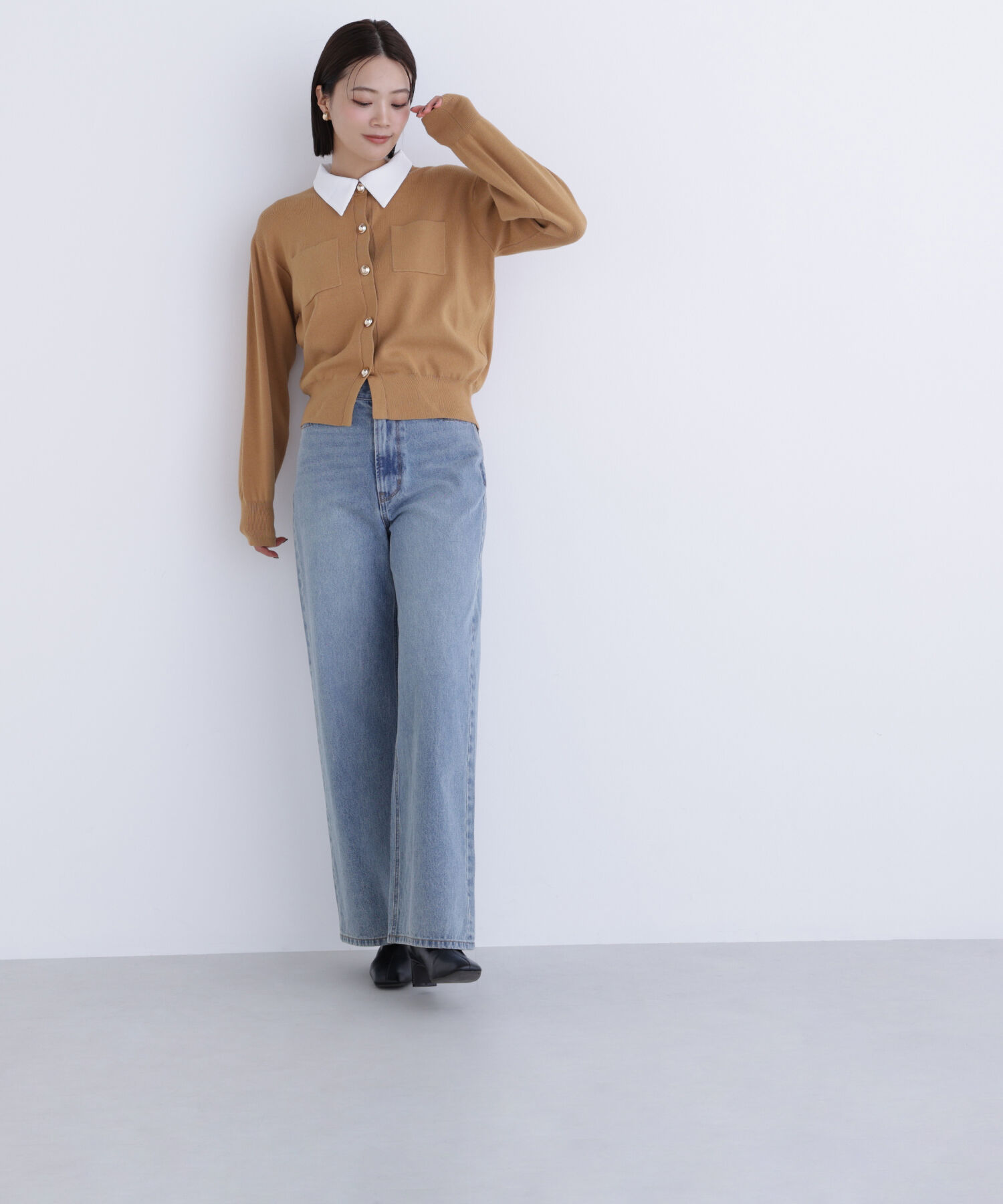  「2wayカラーニットジャケット」|ニット・セーター|