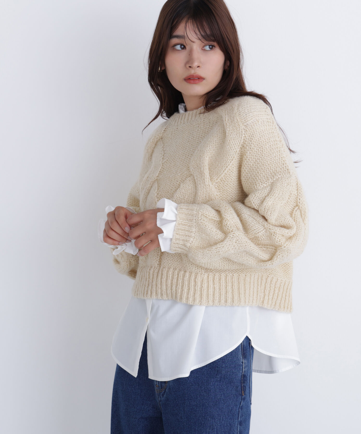  「クロップドビッグケーブルニット」|ニット・セーター|