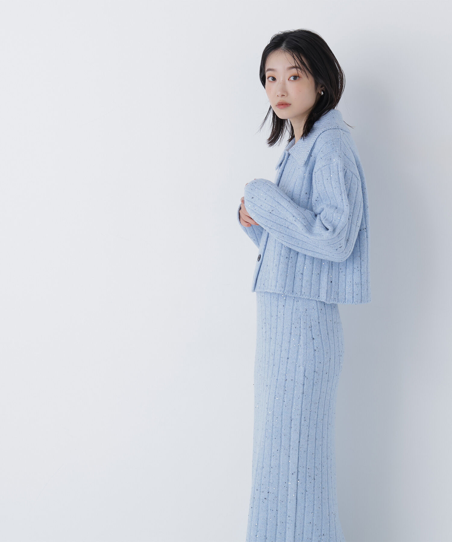  「スパンコールラメニットセットアップ」|ワンピース|