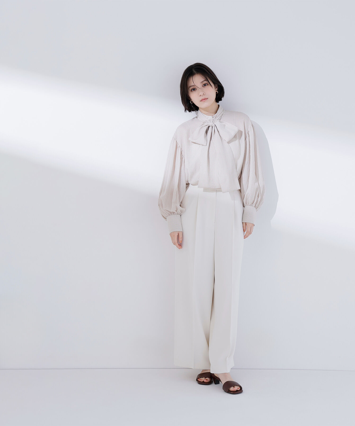  「ミニチェック2wayボウタイブラウス」|シャツ・ブラウス|