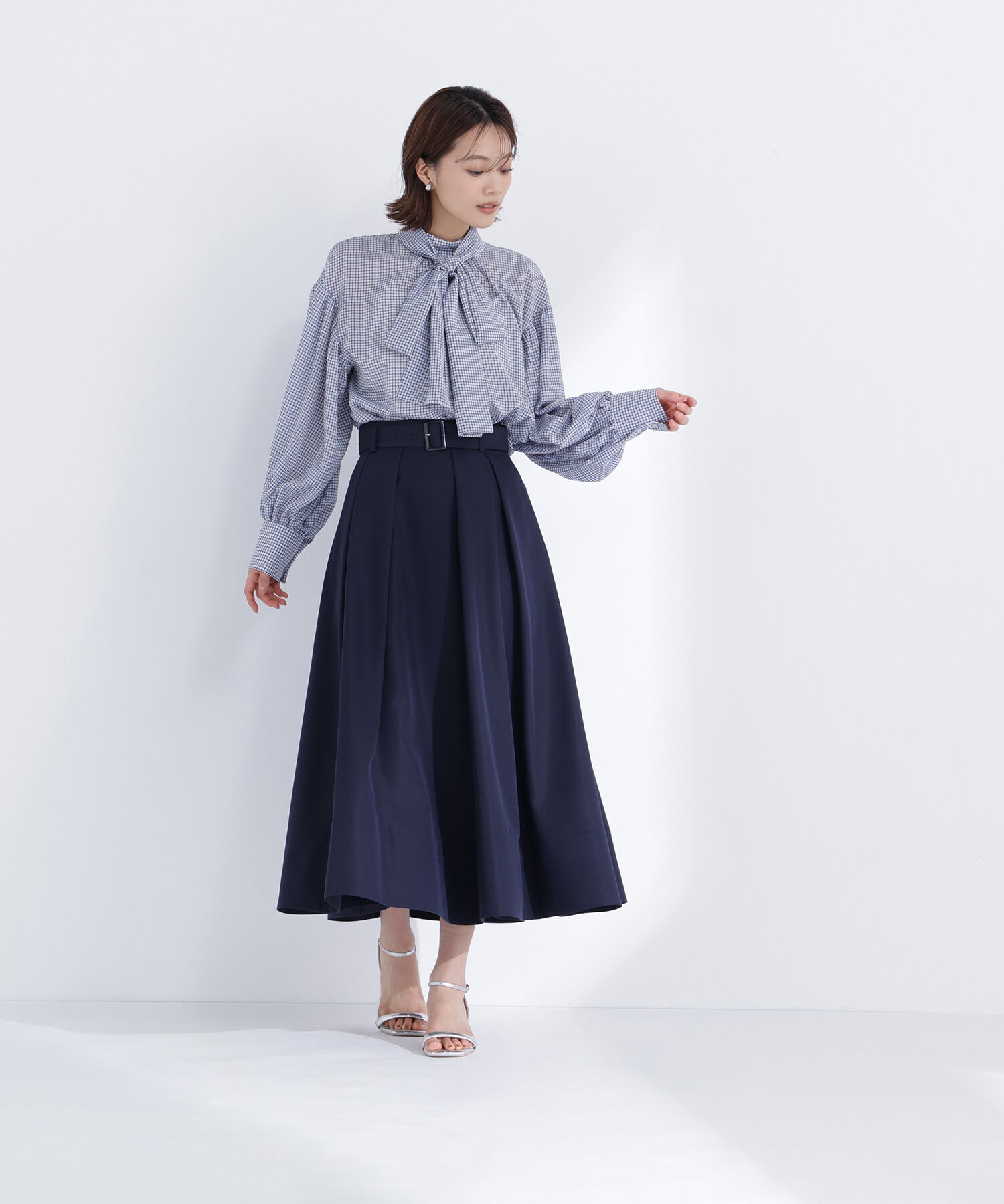  「ミニチェック2wayボウタイブラウス」|シャツ・ブラウス|