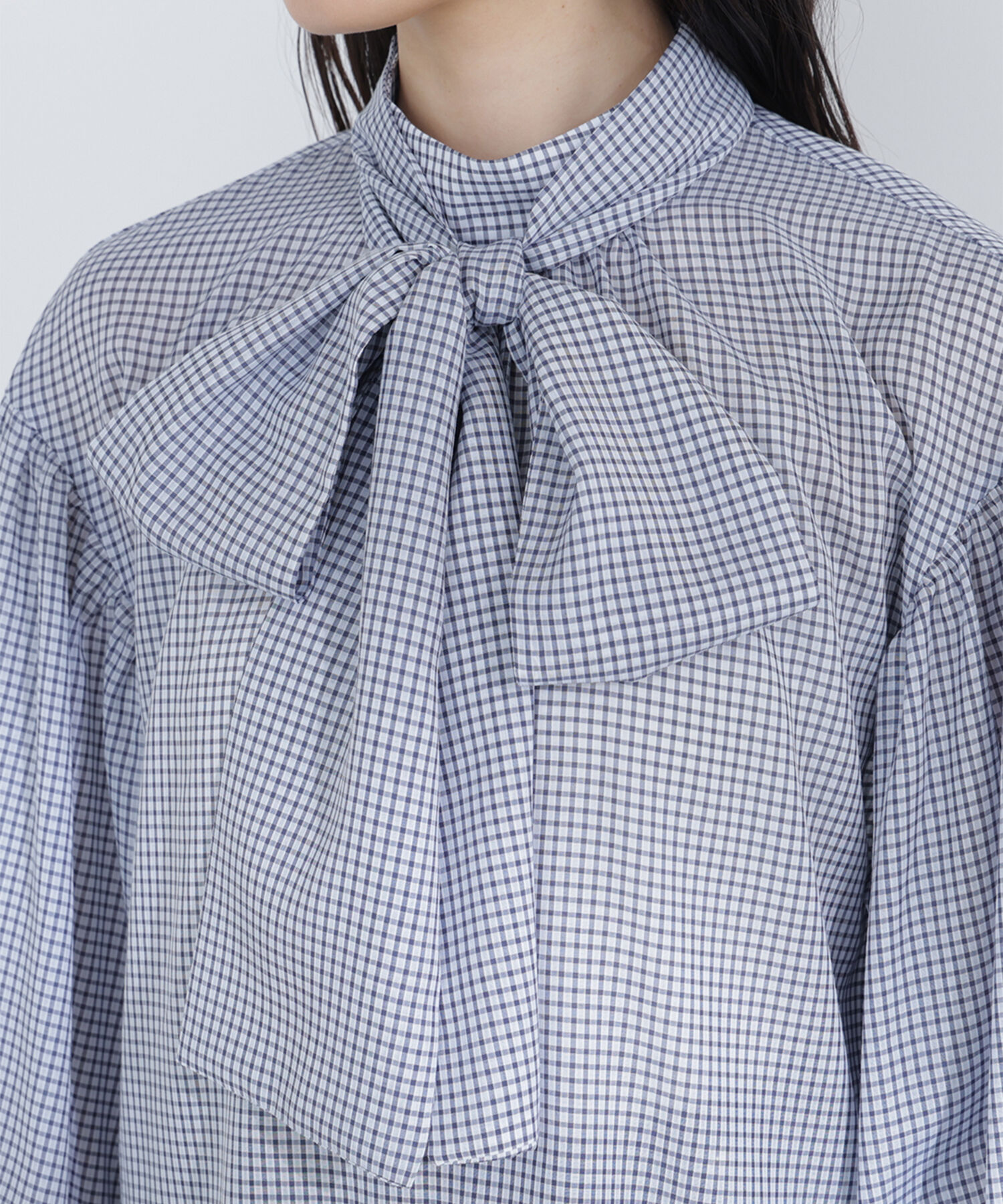  「ミニチェック2wayボウタイブラウス」|シャツ・ブラウス|