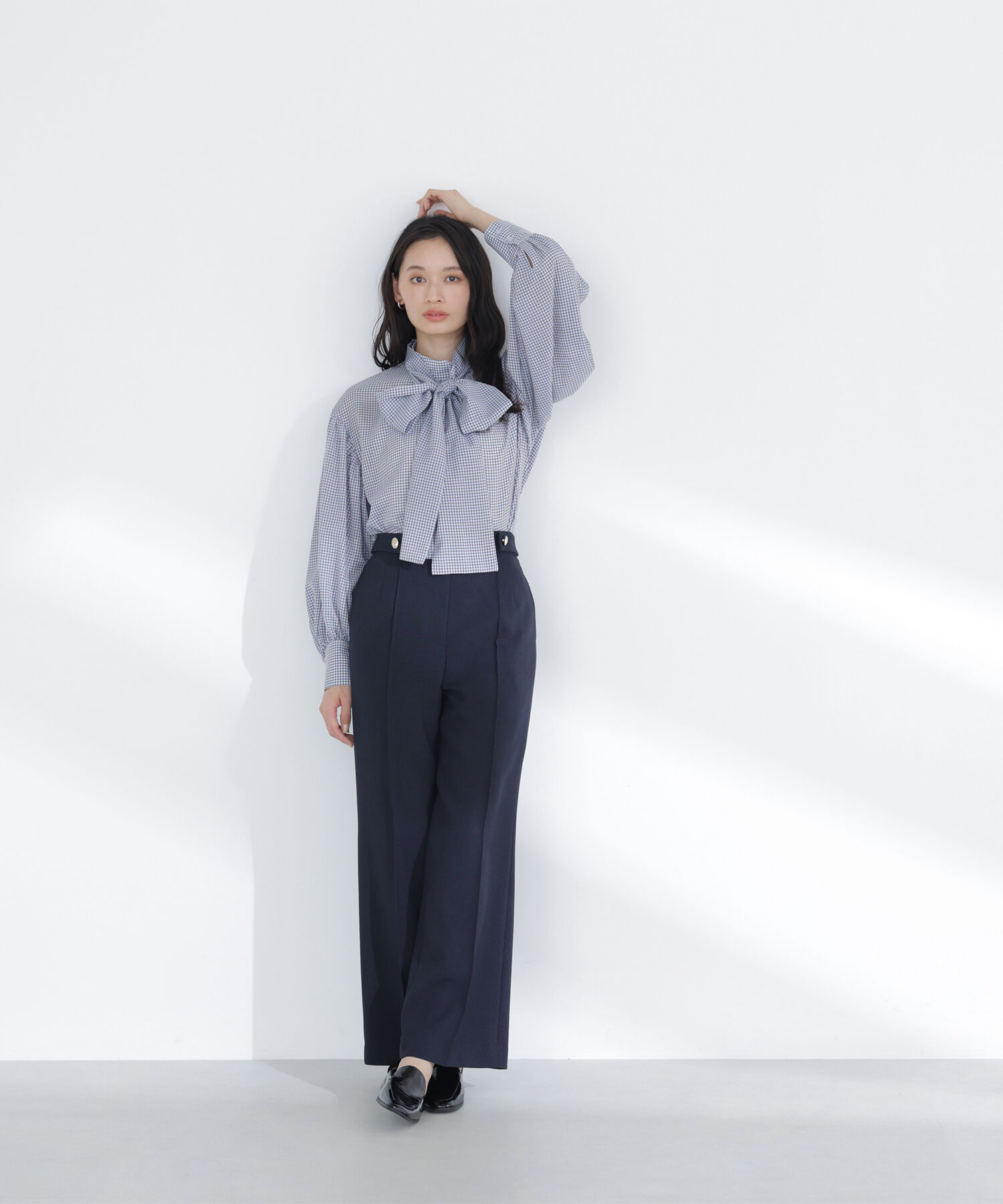  「ミニチェック2wayボウタイブラウス」|シャツ・ブラウス|