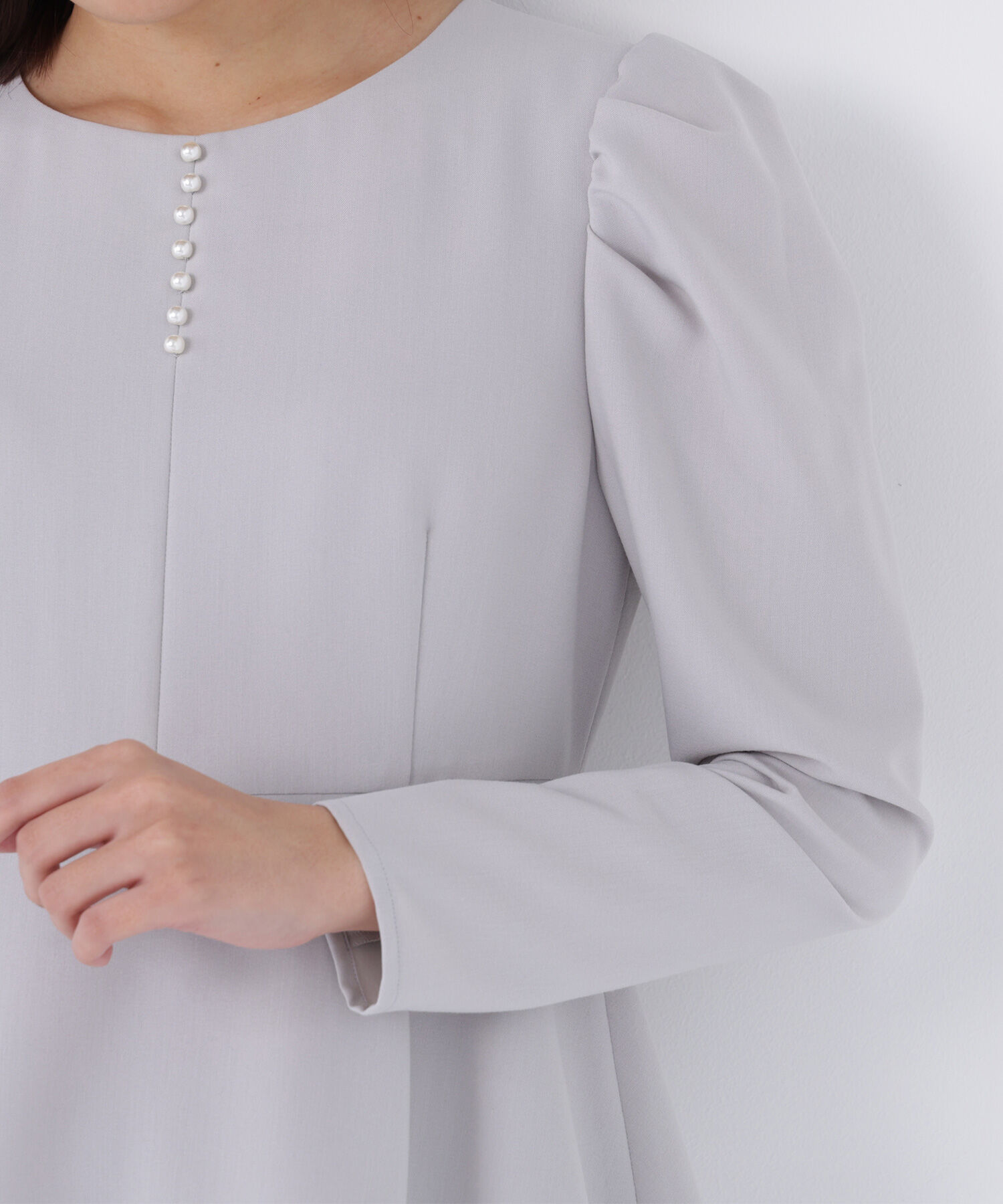  「ラインパールペプラムワンピース」|ワンピース|